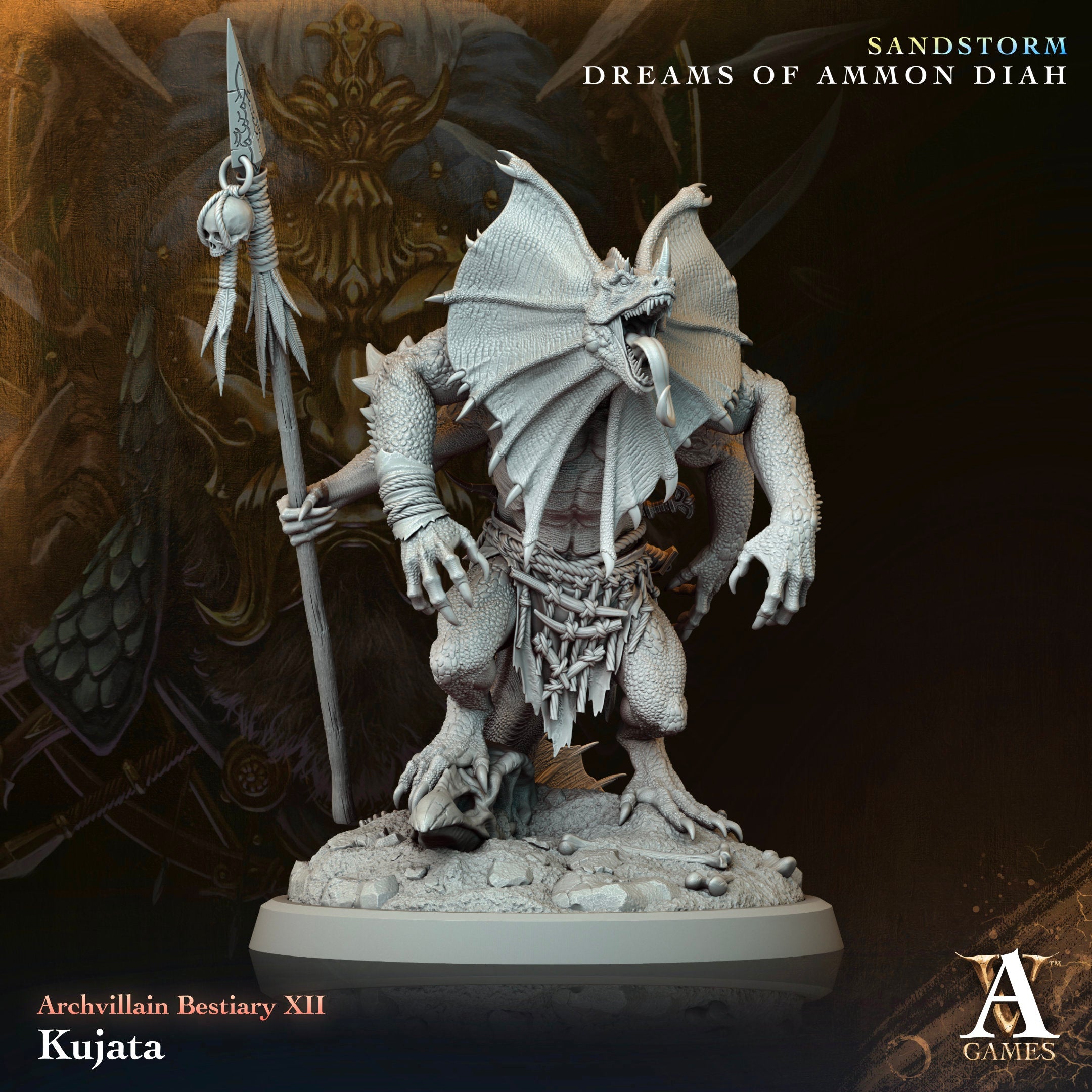 3D Printed Archvillain Games Kujata Archvillain Bestiary Vol XII 28 32mm D&D