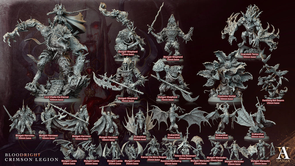 3D Printed Archvillain Games Lord Vladis - The Eternal Bloodright - Crimson Legion 28 32mm D&D
