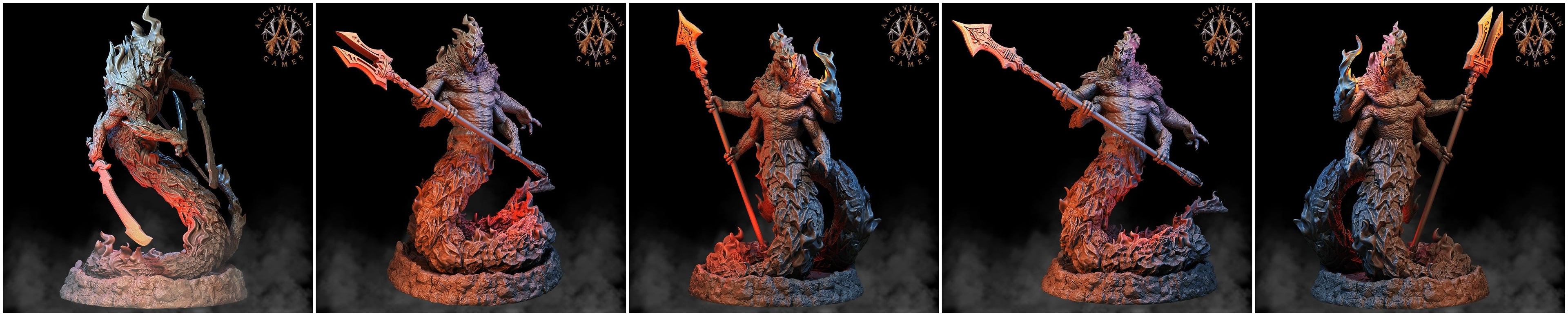 3D Printed Archvillain Games Magma Lords - Salamander Lords 28mm 32mm D&D