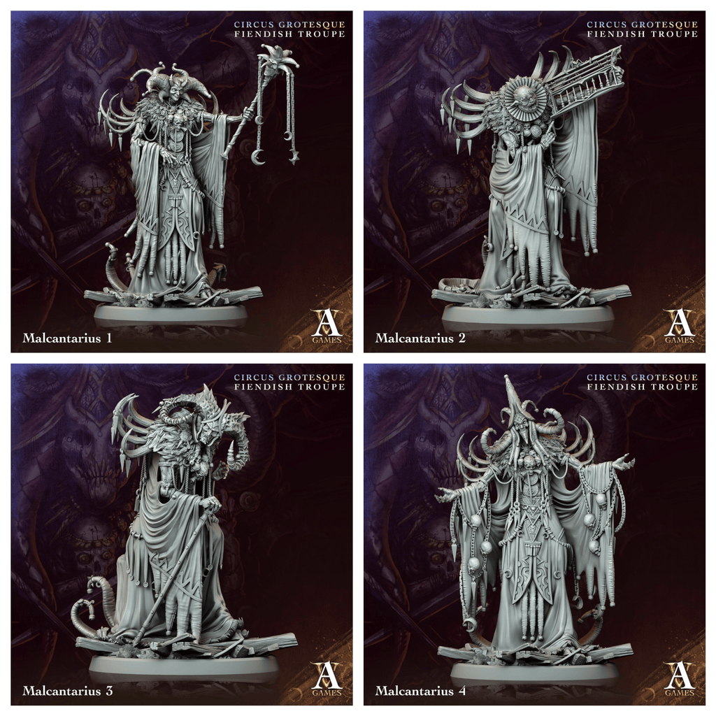 3D Printed Archvillain Games Malcantarius Circus Grotesque Fiendish Troupe 28 32mm D&D