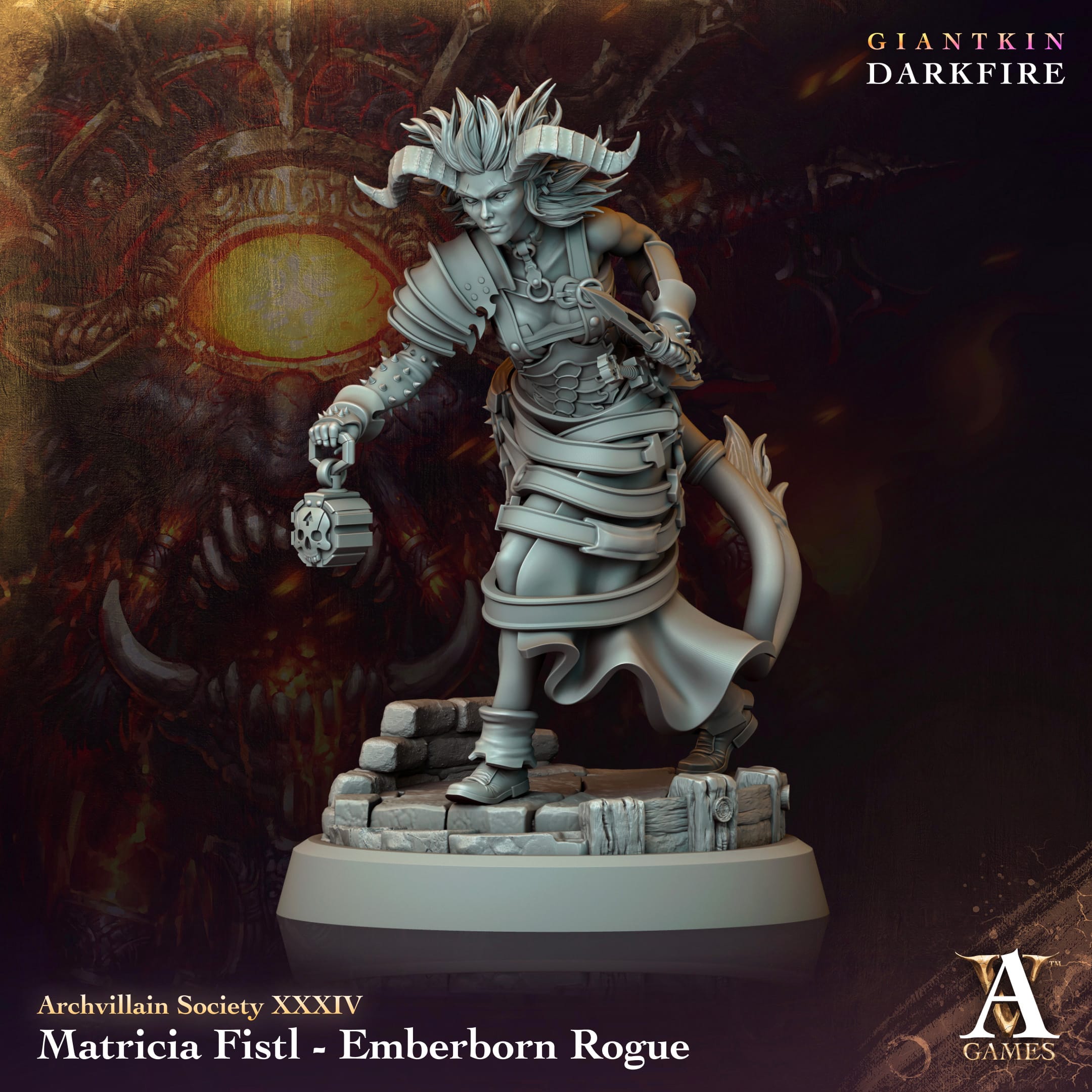 3D Printed Archvillain Games Matricia Fistl Emberborn Rogue Archvillain Society Vol. XXXIV 28 32mm D&D