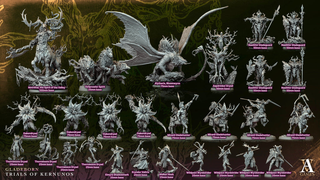 3D Printed Archvillain Games Miranil Gladehunter Gladeborn - Trials of Kernunos 28 32mm D&D