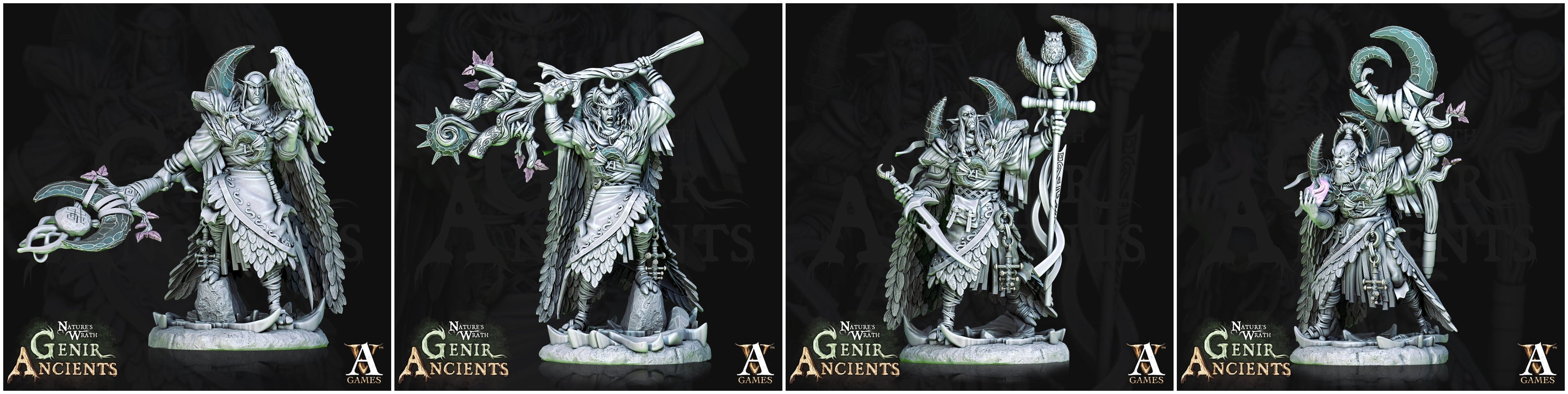 3D Printed Archvillain Games Nature's Wrath Genir Ancients - Grovebred Druids 28mm 32mm D&D