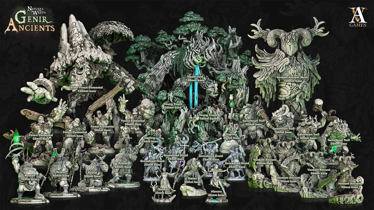 3D Printed Archvillain Games Nature's Wrath Genir Ancients - Verdant Ancient 28mm 32mm D&D