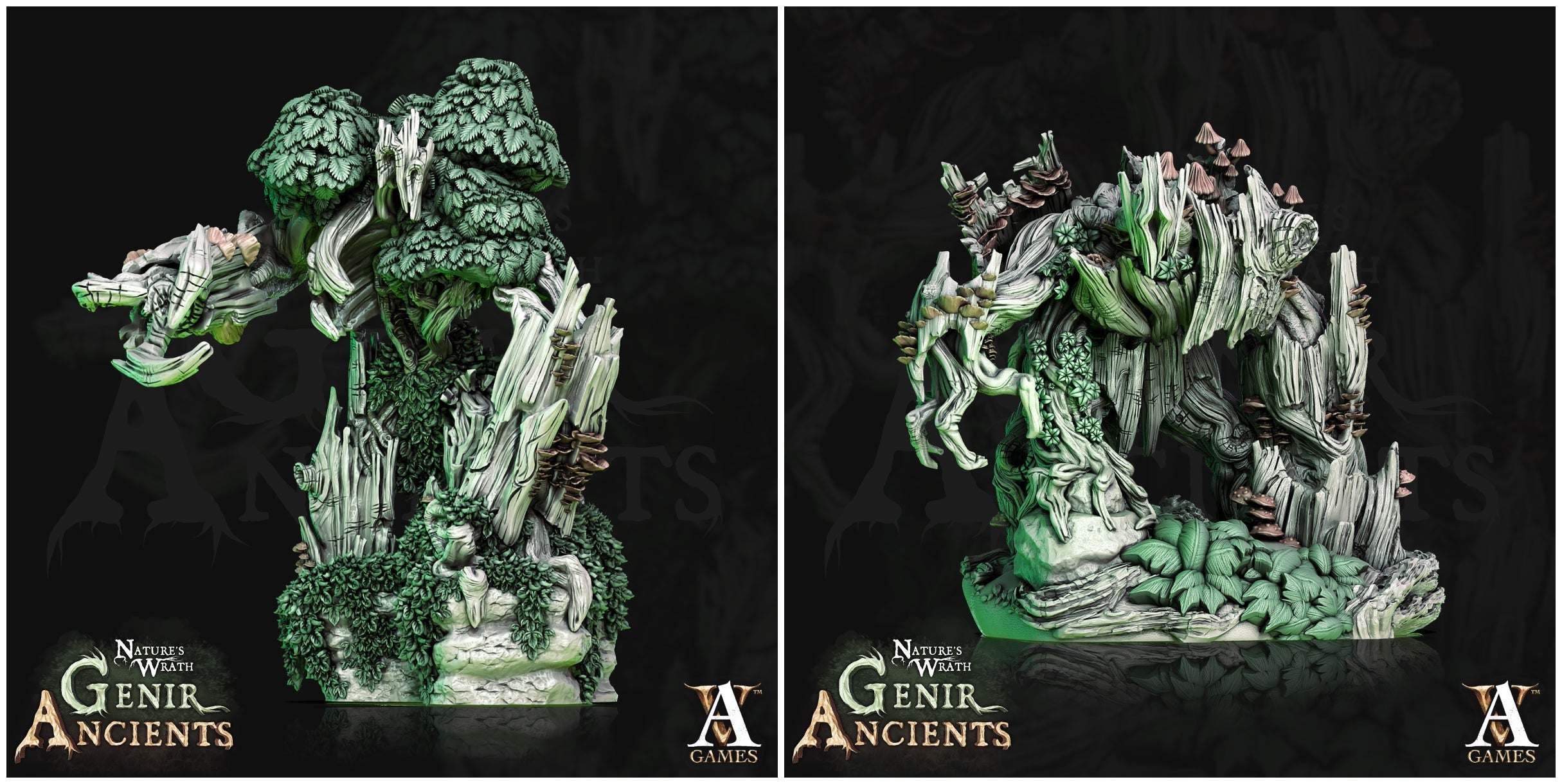 3D Printed Archvillain Games Nature's Wrath Genir Ancients - Young Treants 28mm 32mm D&D