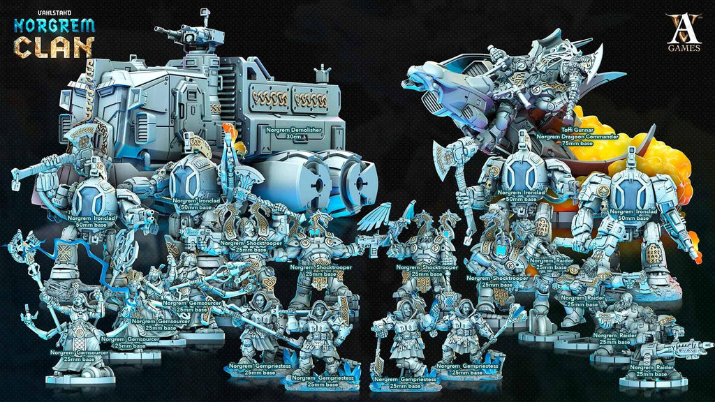 3D Printed Archvillain Games Norgrem Gempriestesses Vahlstahd - Norgrem Clan 28 32mm D&D
