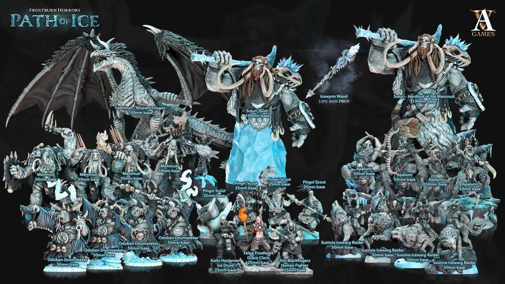 3D Printed Archvillain Games Odoben Doomseekers Frostburn Horrors - Path of Ice 28 32mm D&D