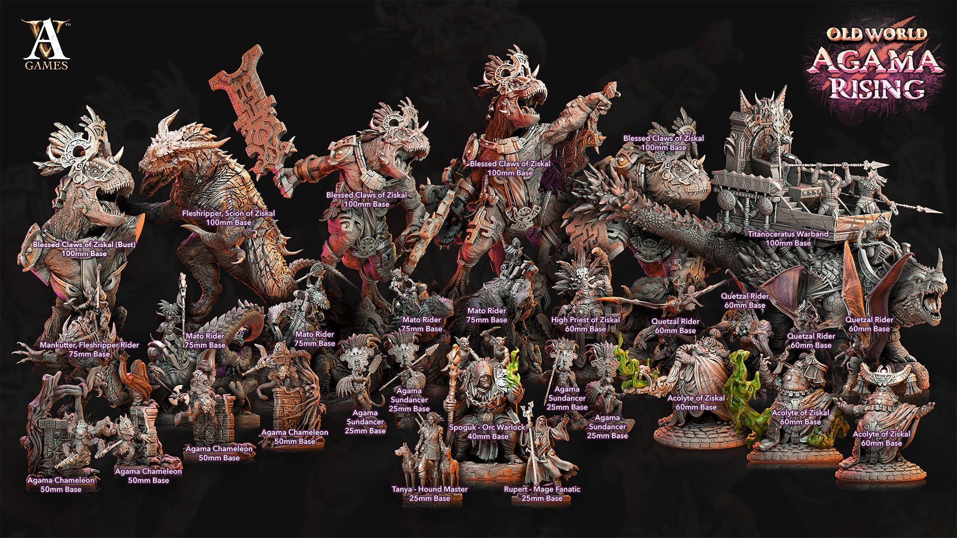 3D Printed Archvillain Games Old World Agama Rising - High Priest of Ziskal 28mm 32mm D&D
