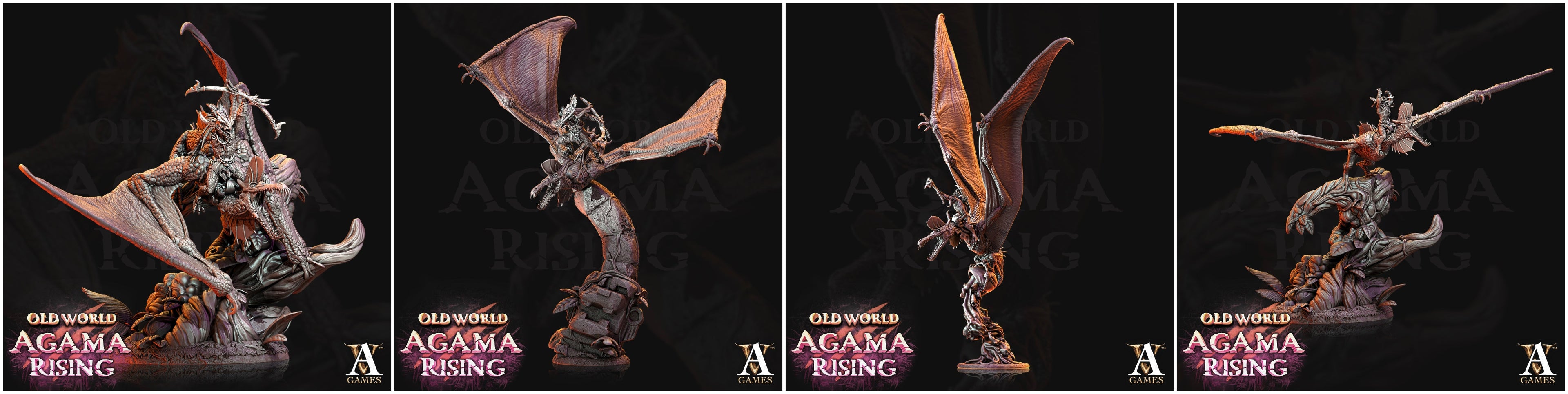 3D Printed Archvillain Games Old World Agama Rising - Quetzal Riders 28mm 32mm D&D