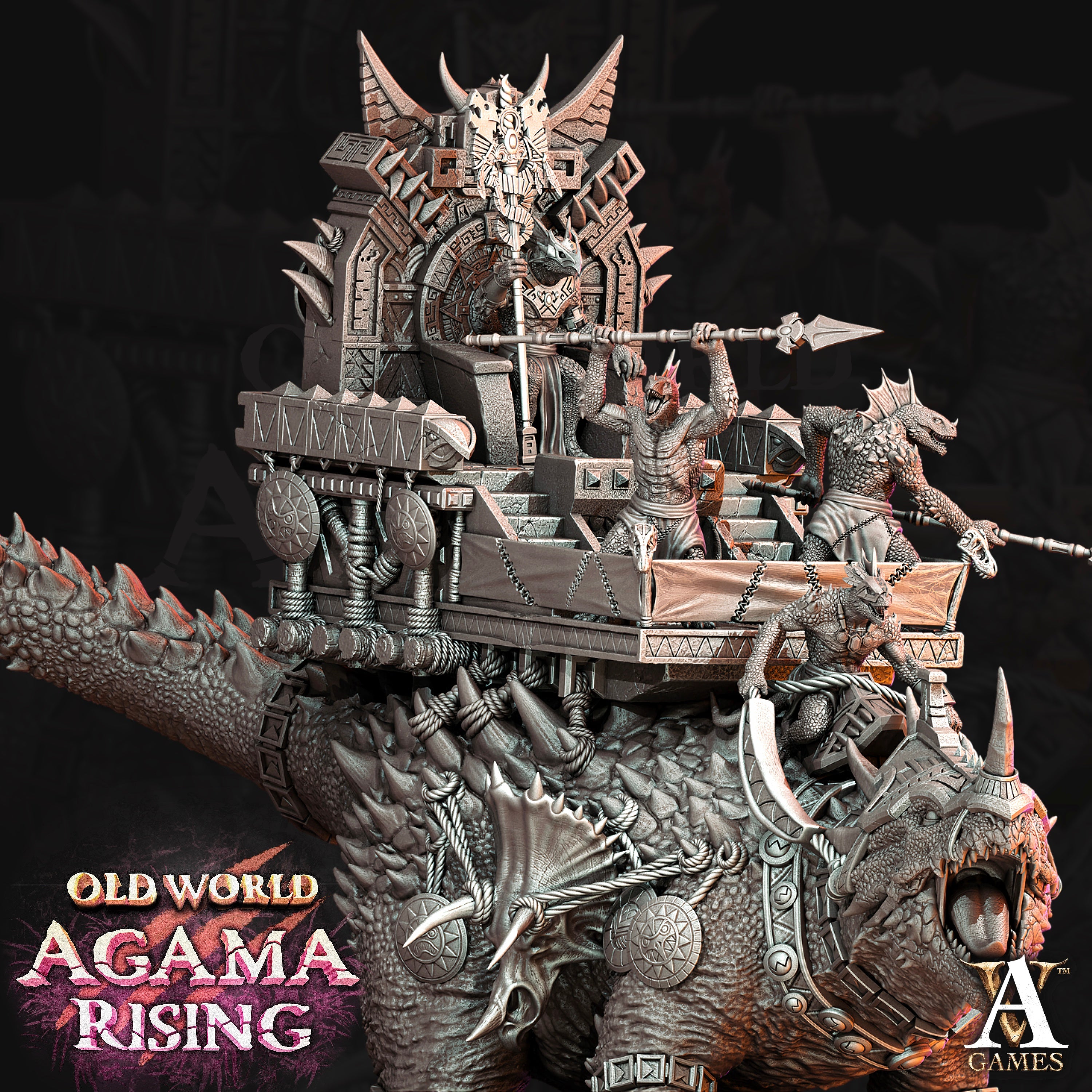 3D Printed Archvillain Games Old World Agama Rising - Titanoceratus Warband 28mm 32mm D&D