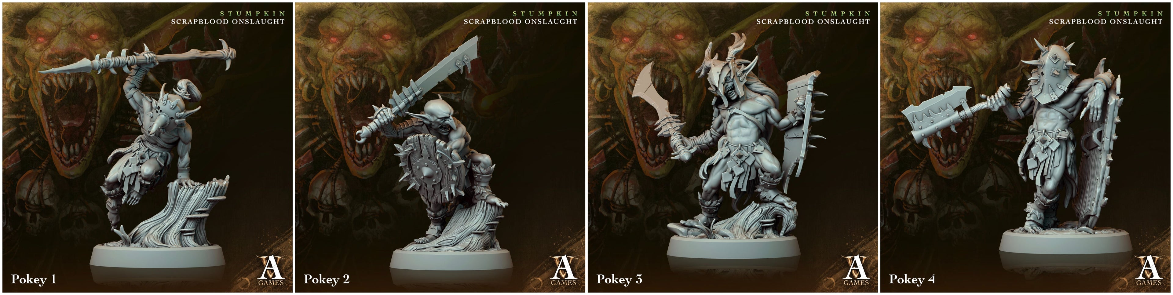 3D Printed Archvillain Games Pokeys Stumpkin Scrapblood Onslaught 28 32mm D&D