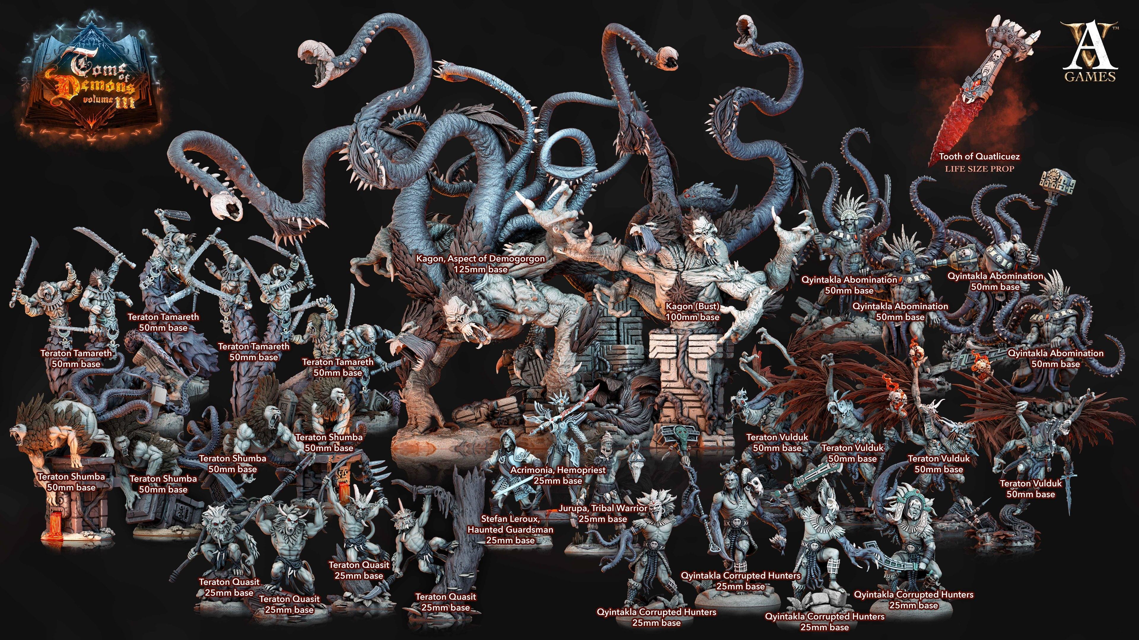3D Printed Archvillain Games Qyintakla Corrupted Hunters Tome of Demons 28 32mm D&D