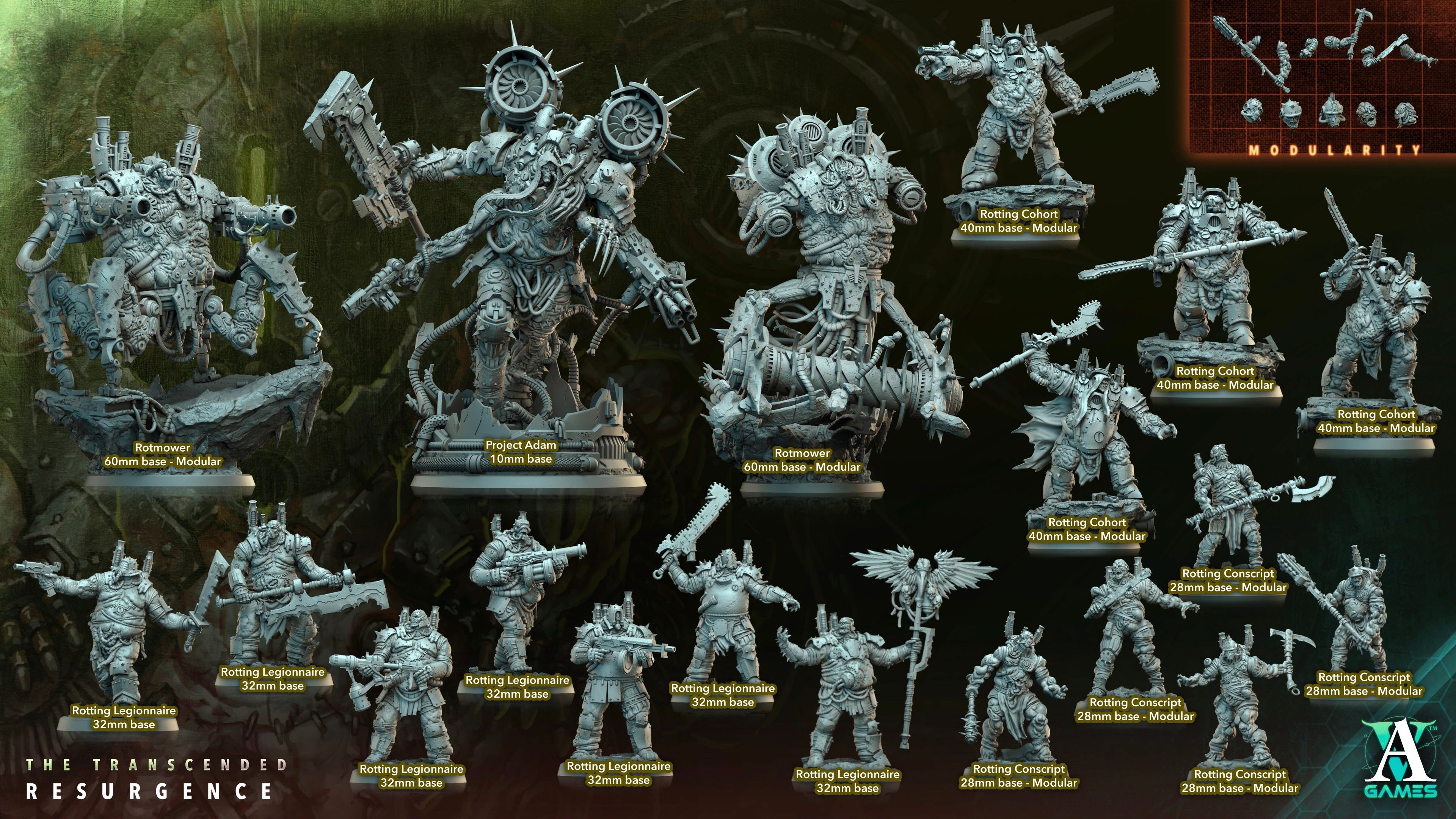 3D Printed Archvillain Games Rotting Cohort The Transcended Resurgence 28 32mm D&D