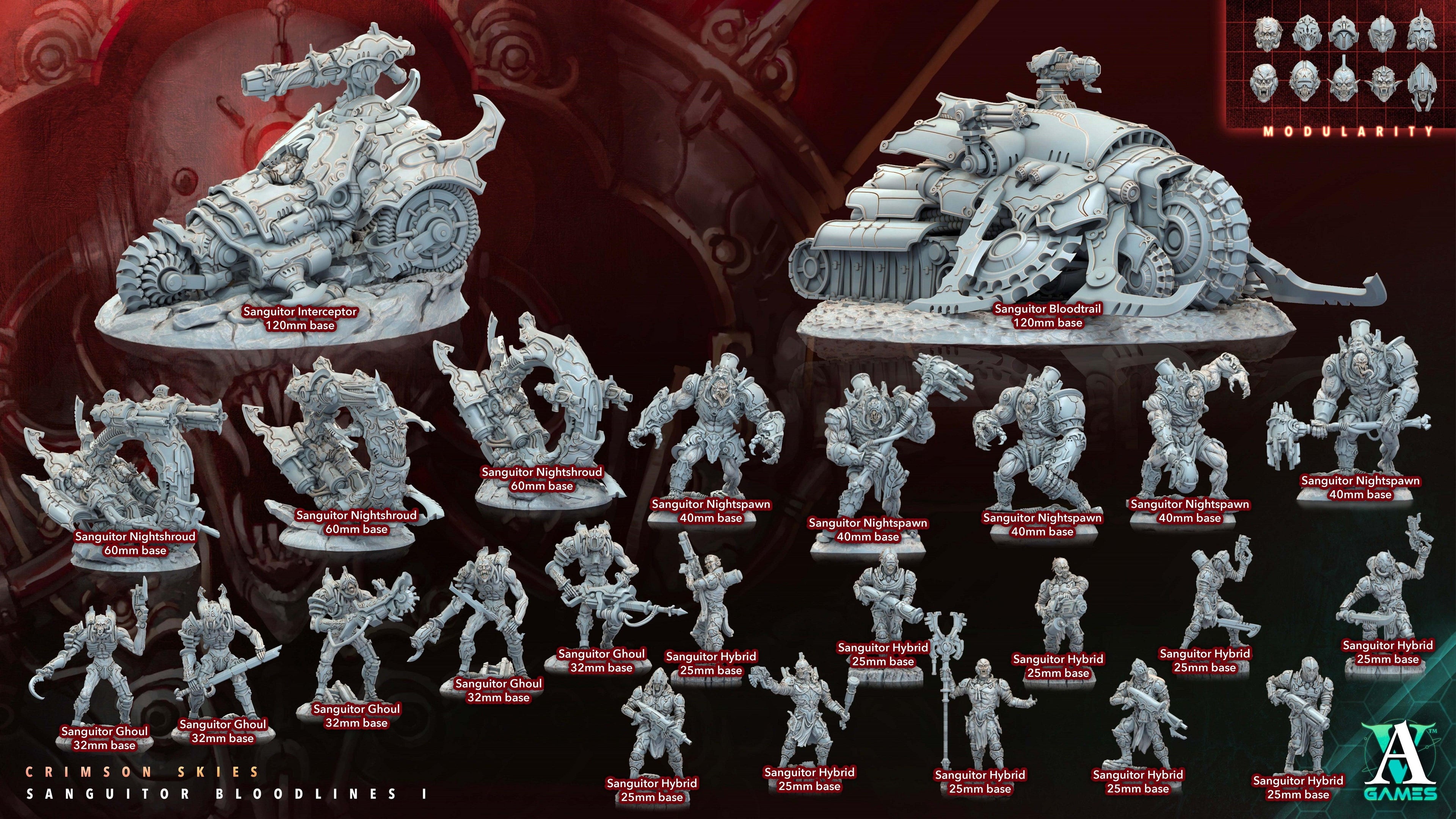 3D Printed Archvillain Games Sanguitor Bloodtrail Crimson Skies - Sanguitor Bloodlines Bloodright - Anathema 28 32mm D&D