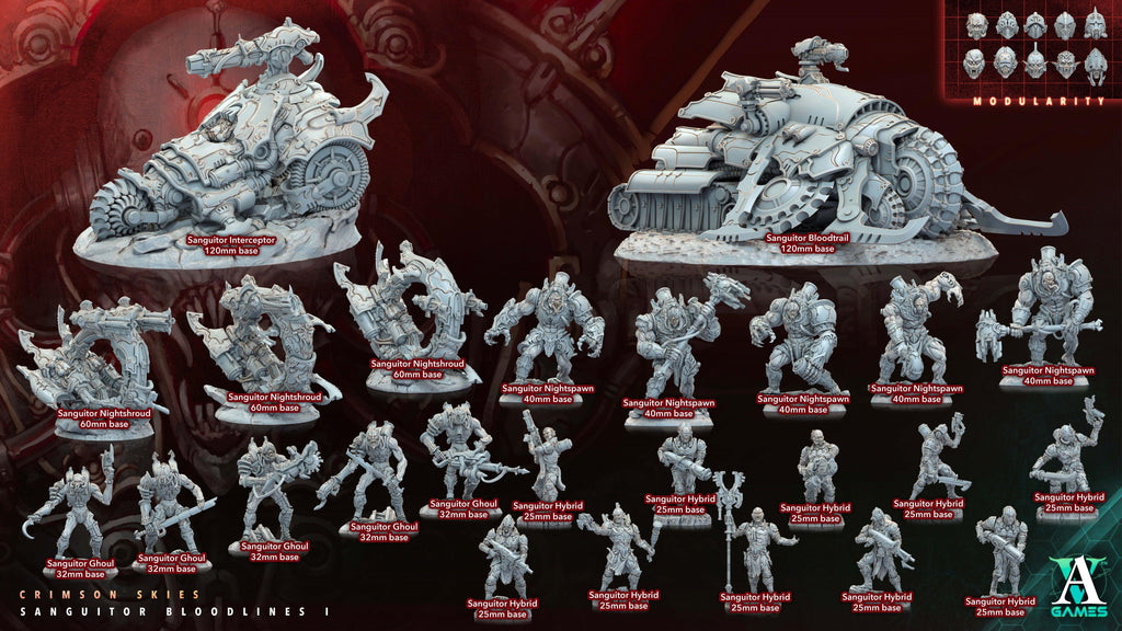 3D Printed Archvillain Games Sanguitor Interceptors Crimson Skies - Sanguitor Bloodlines Bloodright - Anathema 28 32mm D&D