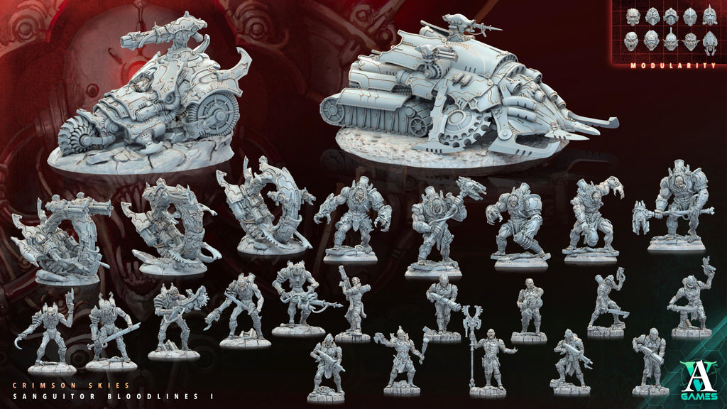 3D Printed Archvillain Games Sanguitor Interceptors Crimson Skies - Sanguitor Bloodlines Bloodright - Anathema 28 32mm D&D