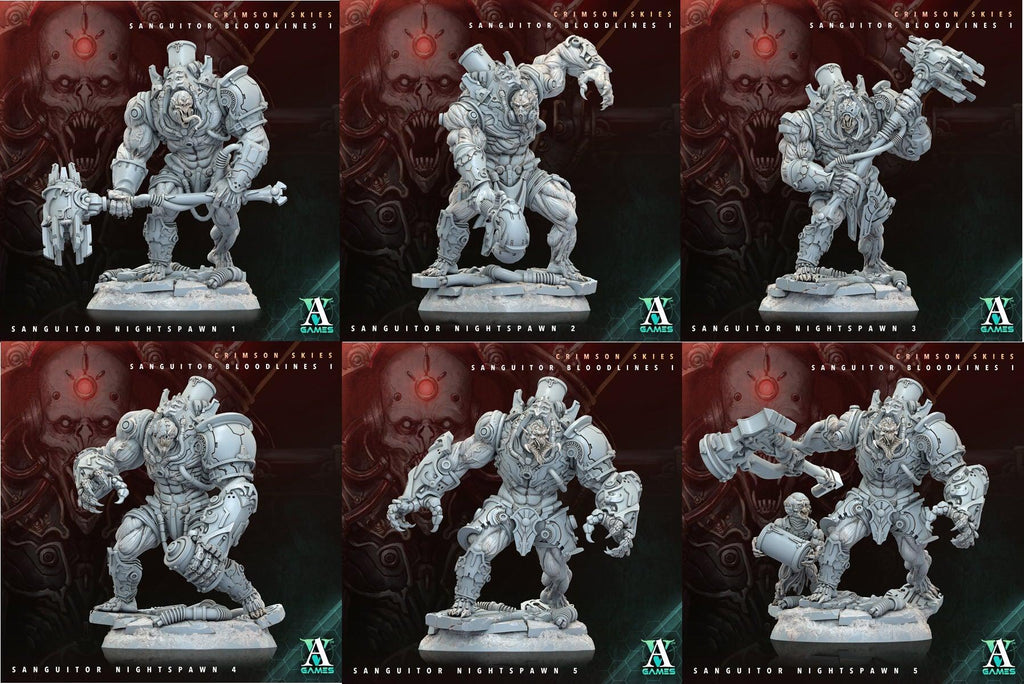 3D Printed Archvillain Games Sanguitor Nightspawn Crimson Skies - Sanguitor Bloodlines Bloodright - Anathema 28 32mm D&D