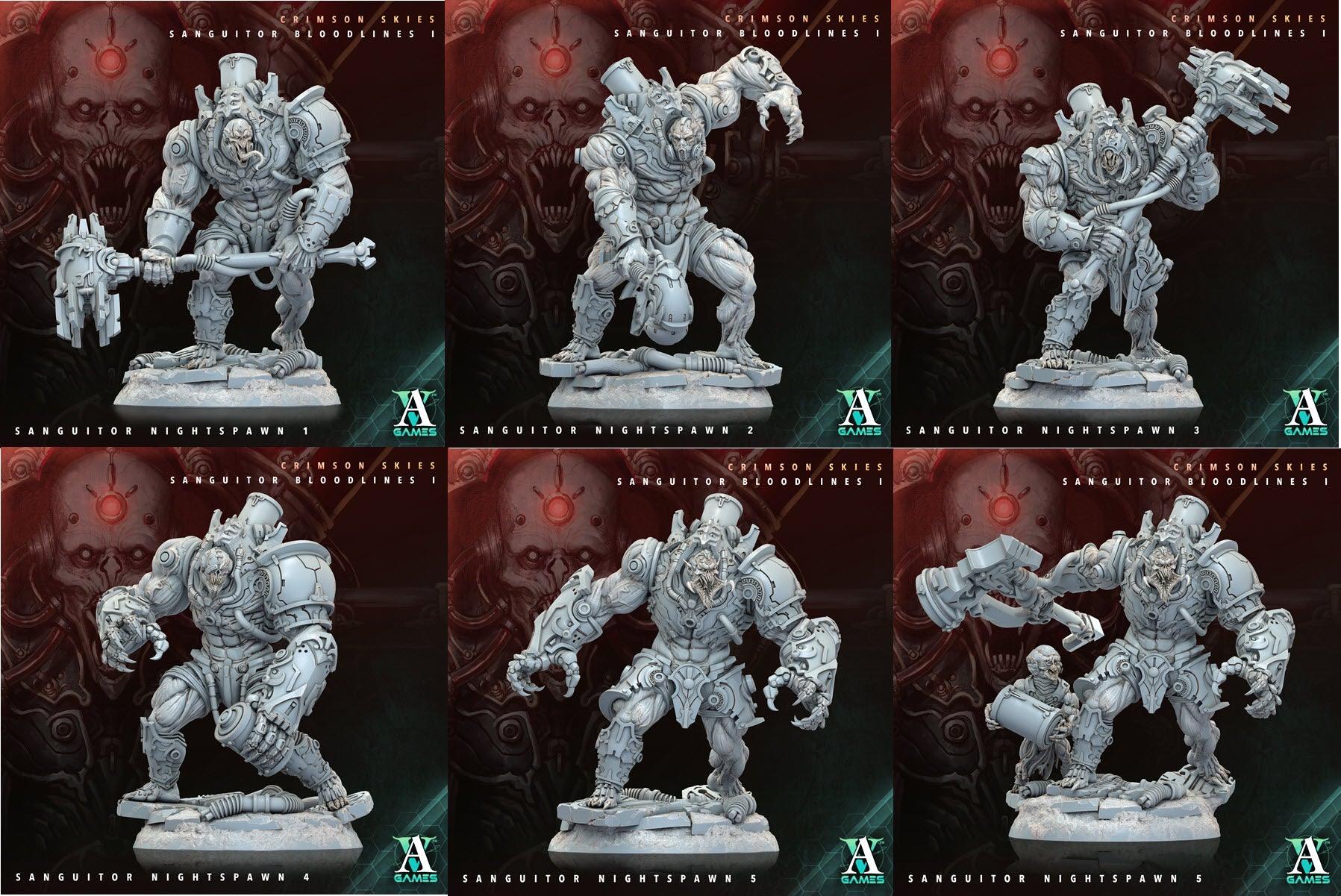 3D Printed Archvillain Games Sanguitor Nightspawn Crimson Skies - Sanguitor Bloodlines Bloodright - Anathema 28 32mm D&D