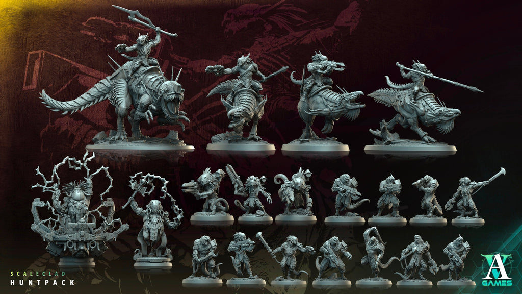 3D Printed Archvillain Games Scaleclad Raptor Scaleclad Huntpack 28 32mm D&D