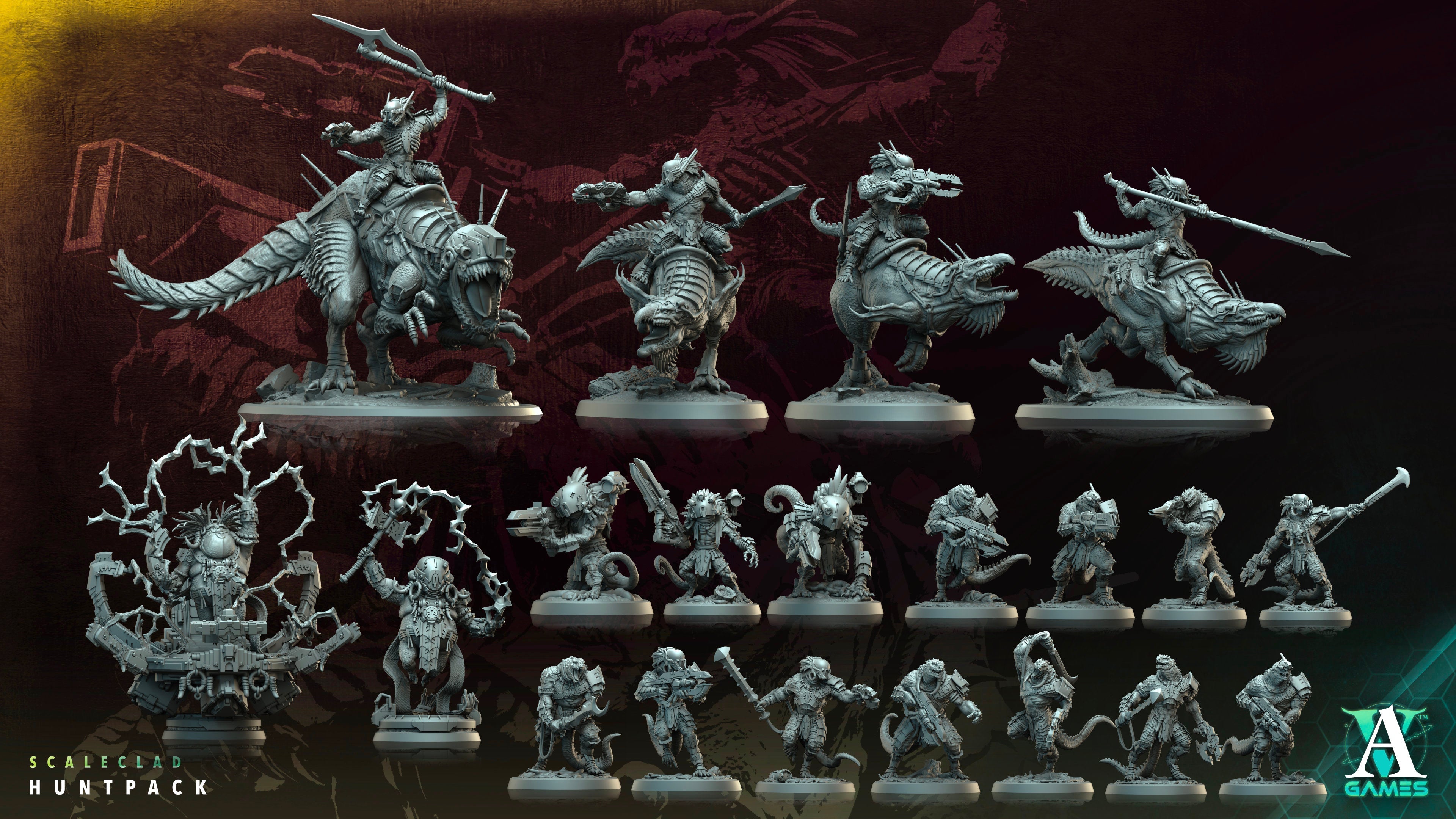 3D Printed Archvillain Games Scaleclad Huntmaster Scaleclad Huntpack 28 32mm D&D