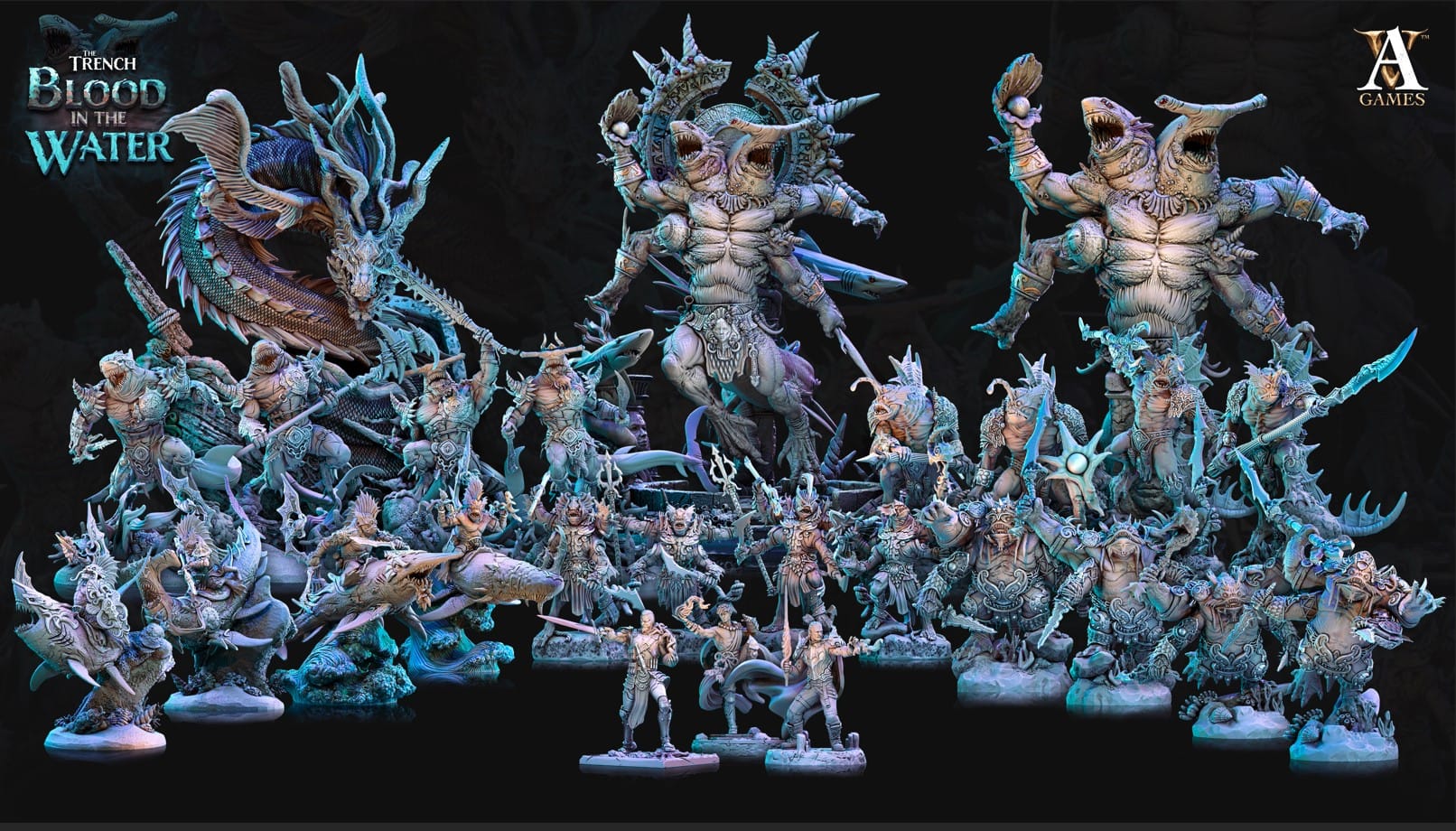 3D Printed Archvillain Games Shakarkha Juggernauts The Trench Blood In the Water 28 32mm D&D