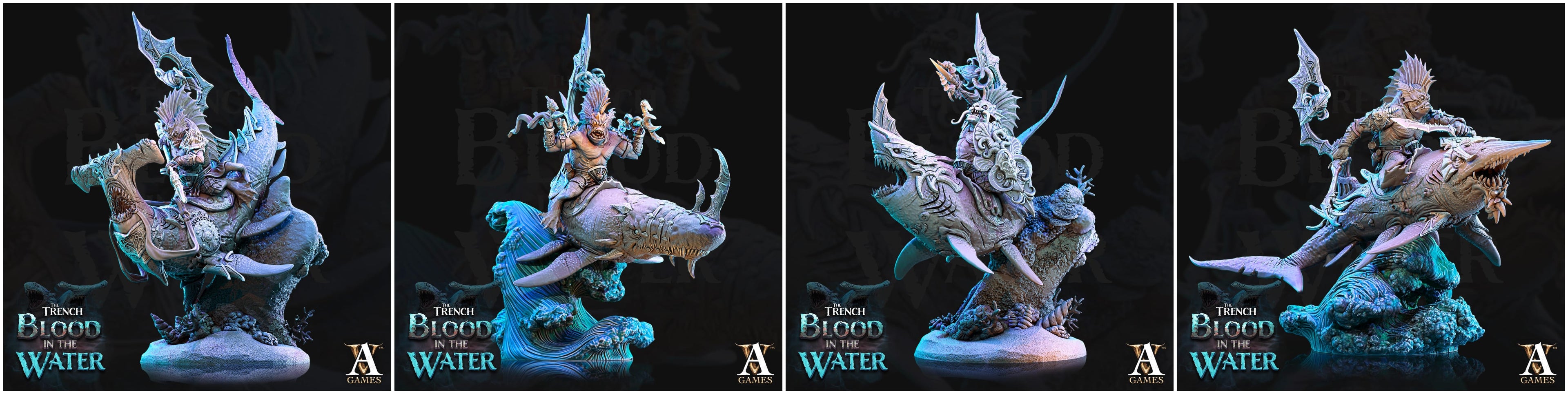 3D Printed Archvillain Games Shakarkha Sharktamers The Trench Blood In the Water 28 32mm D&D