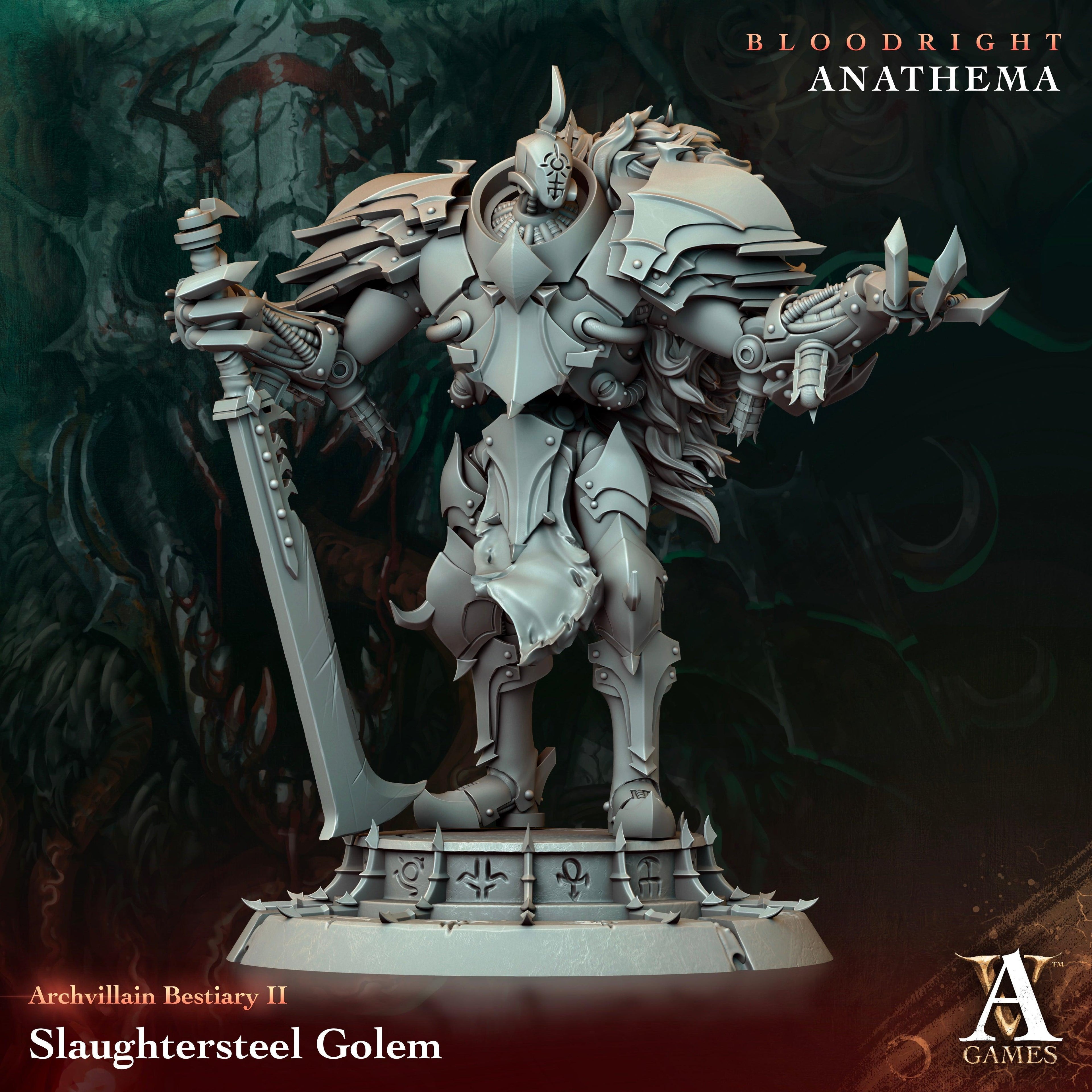 3D Printed Archvillain Games Slaughtersteel Golem Archvillain Bestiary Vol. II 28 32mm D&D