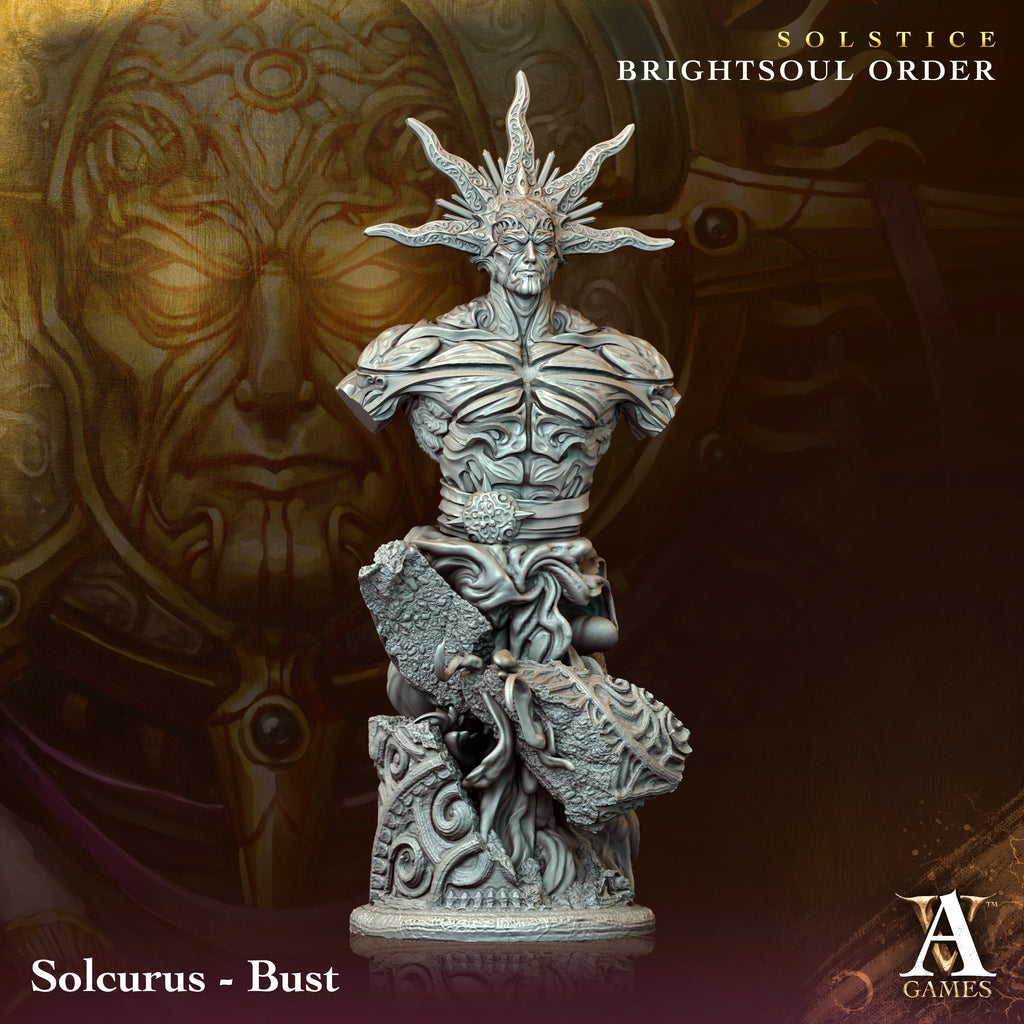 3D Printed Archvillain Games Solcurus Bust Solstice Ray of Sol Myr 28 32mm D&D