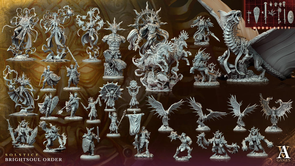 3D Printed Archvillain Games Solstice Luminary Solstice Ray of Sol Myr 28 32mm D&D