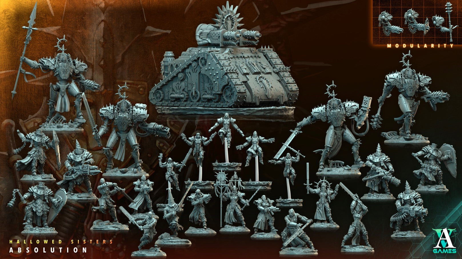 3D Printed Archvillain Games Testament Hallowed Sisters Absolution 28 32mm D&D
