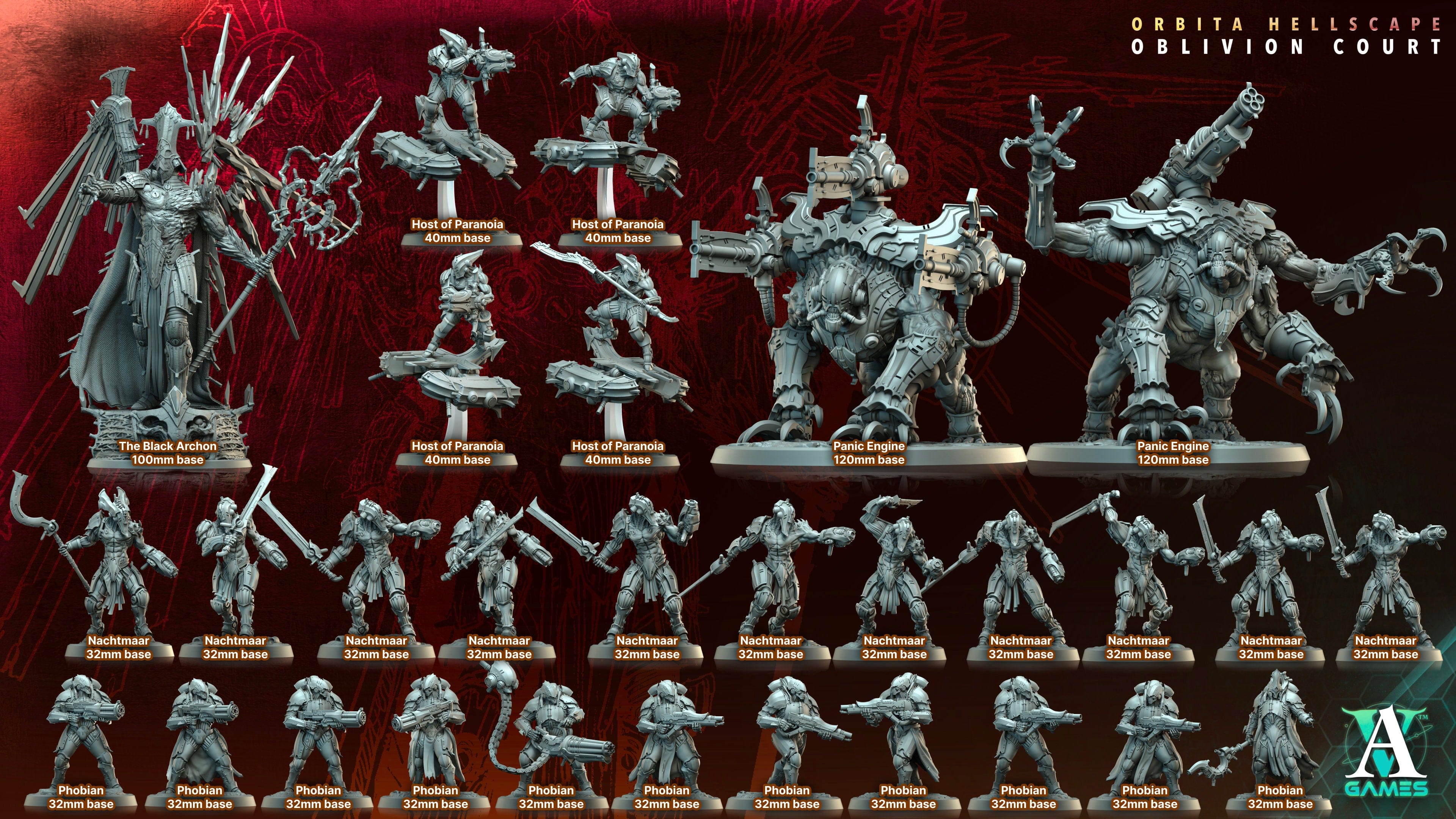 3D Printed Archvillain Games Nachtmaar Orbita Hellscape Oblivion Court 28 32mm D&D