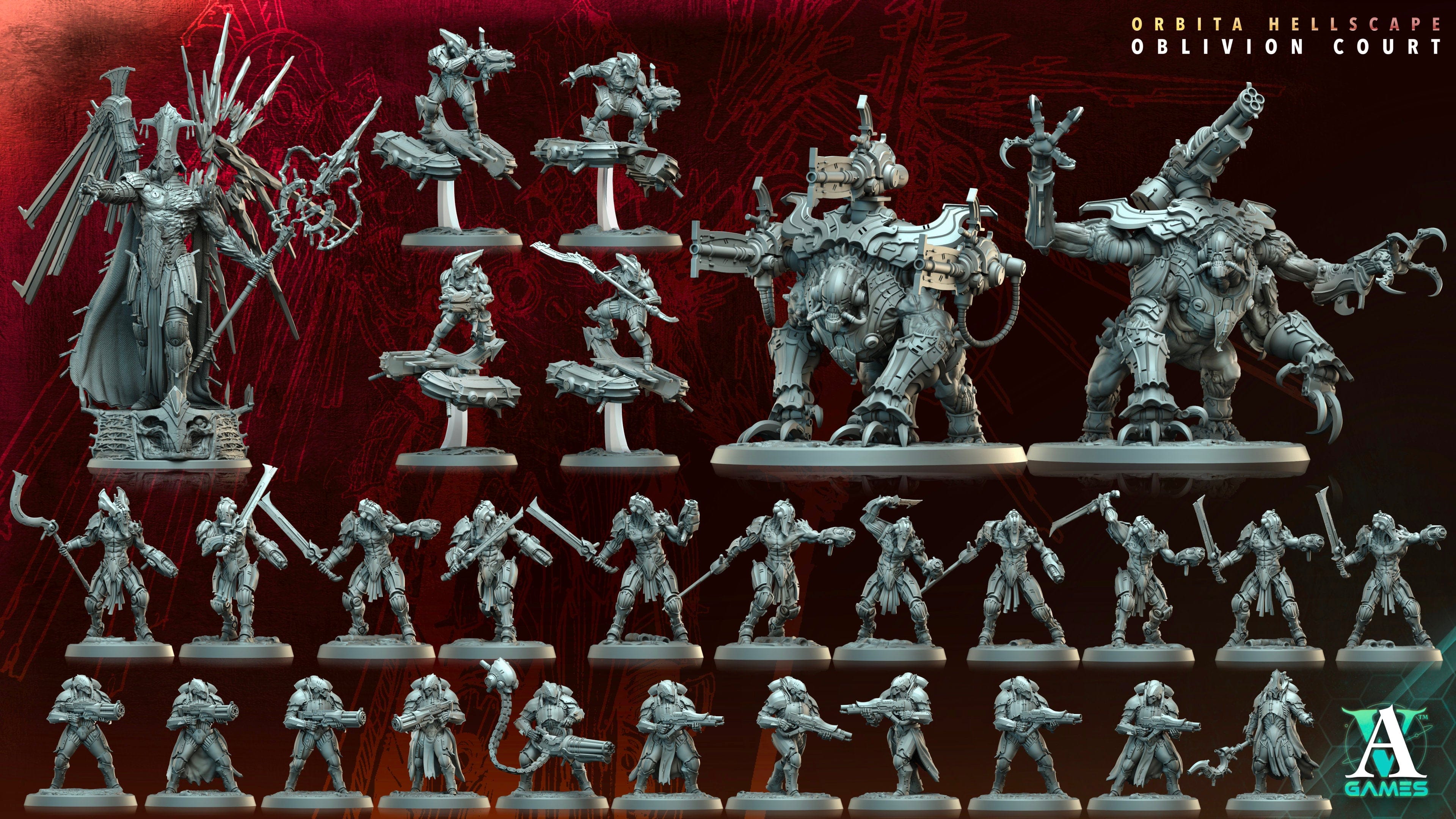 3D Printed Archvillain Games Panic Engine Orbita Hellscape Oblivion Court 28 32mm D&D