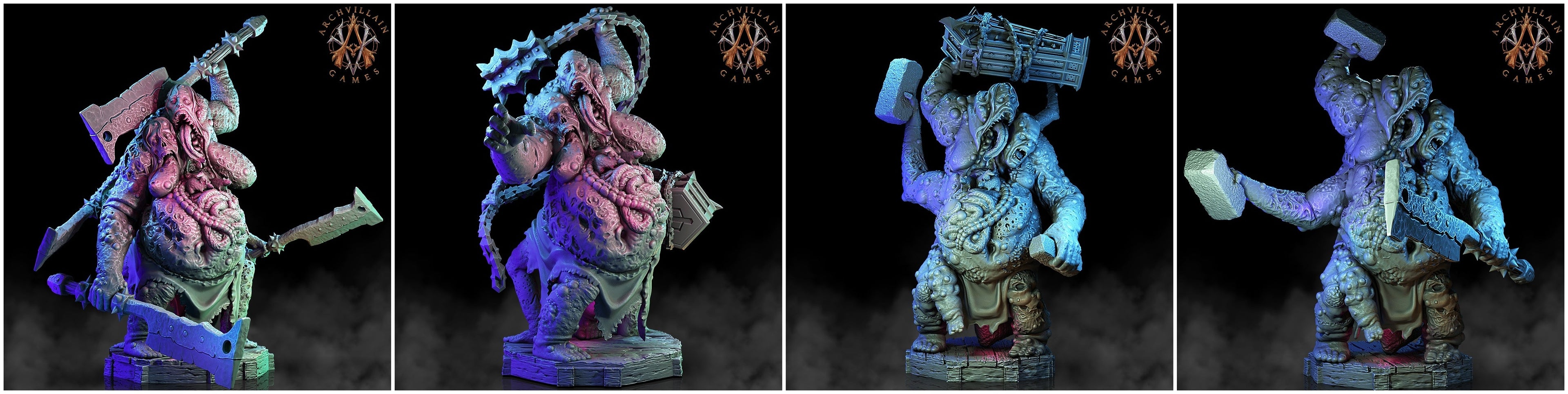 3D Printed Archvillain Games The Deathknight Order Stitched Abominations 28 32mm D&D