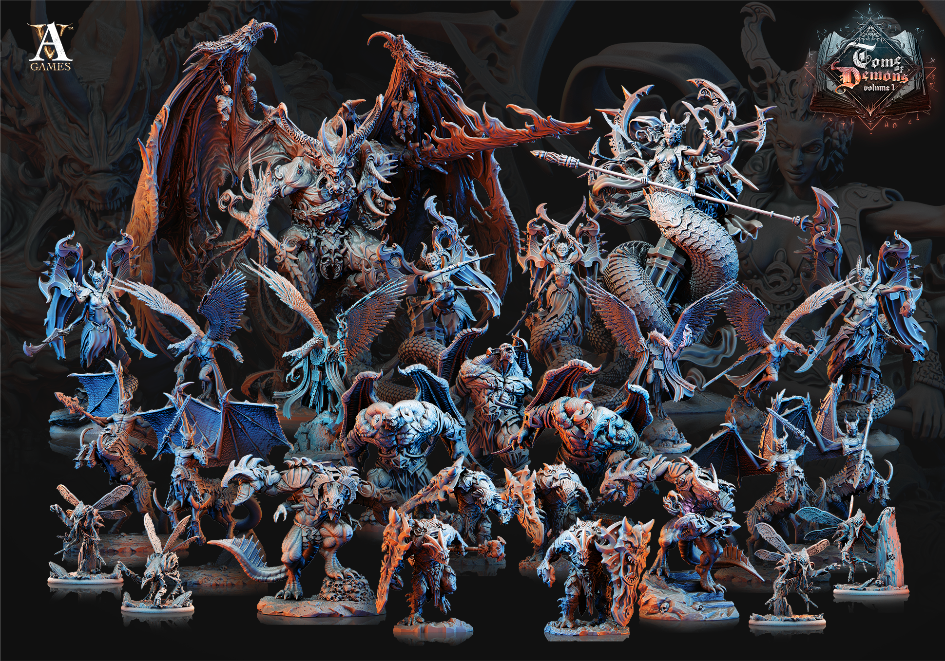 3D Printed Archvillain Games Tome of Demons Vol. 1 - Decataurs 28mm 32mm D&D