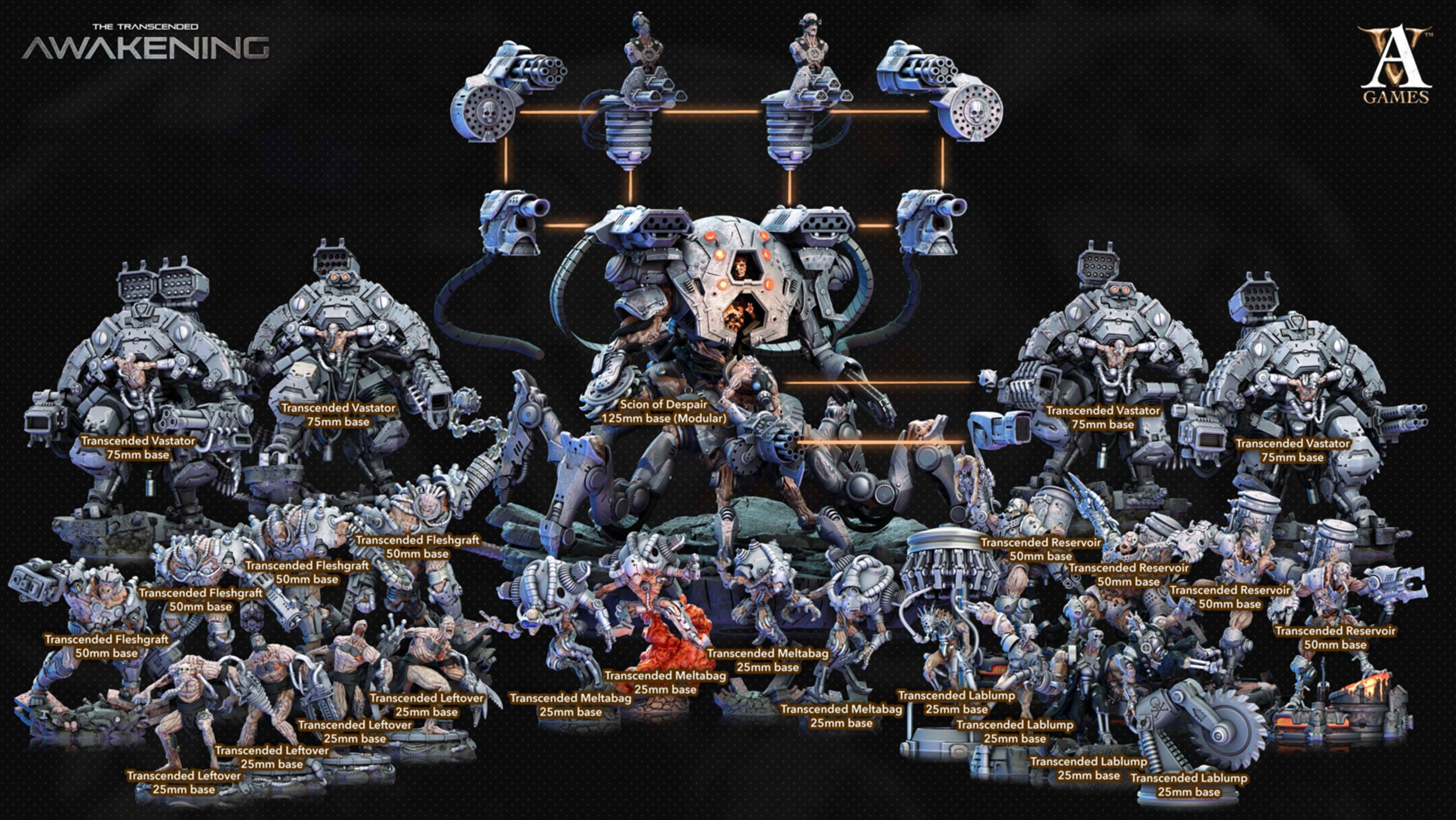 3D Printed Archvillain Games Trancended Vastators - The Transcended 28 32mm D&D