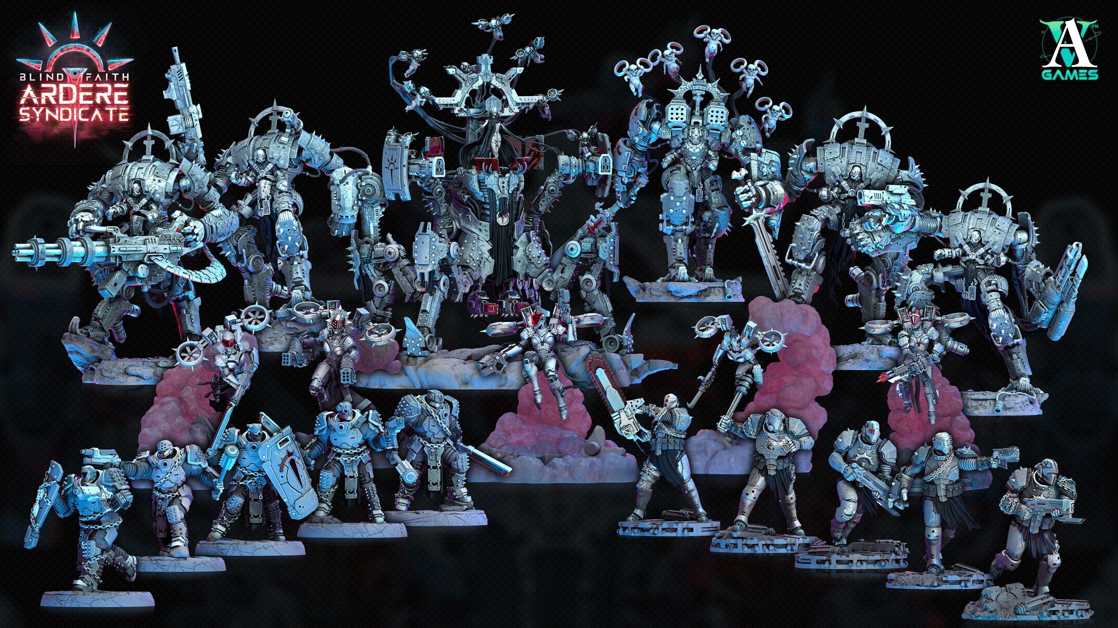 3D Printed Archvillain Games Valkyries Clean Base Set Arderite Valkyries Blind Faith - Ardere Syndicate 28 32mm D&D