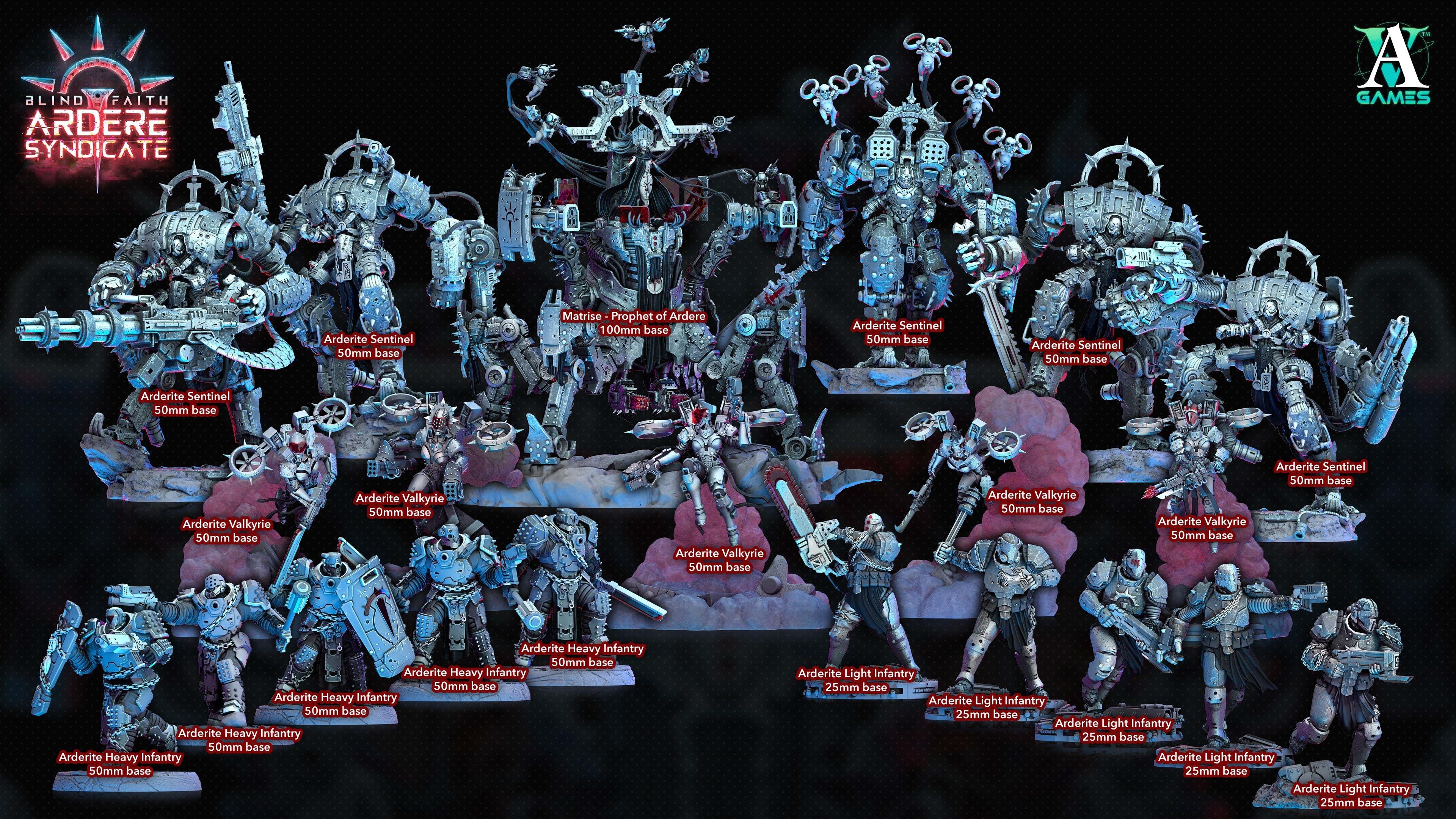 3D Printed Archvillain Games Valkyries Scenic Base Set Arderite Valkyries Blind Faith - Ardere Syndicate 28 32mm D&D