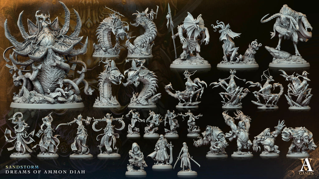 3D Printed Archvillain Games Iq Najaq Sandstorm Dreams of Ammon Diah 28 32mm D&D