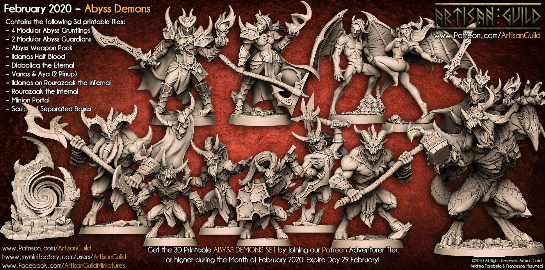 3D Printed Artisan Guild Ildamos on Rourazaak Abyss Demons Set 28mm 32mm