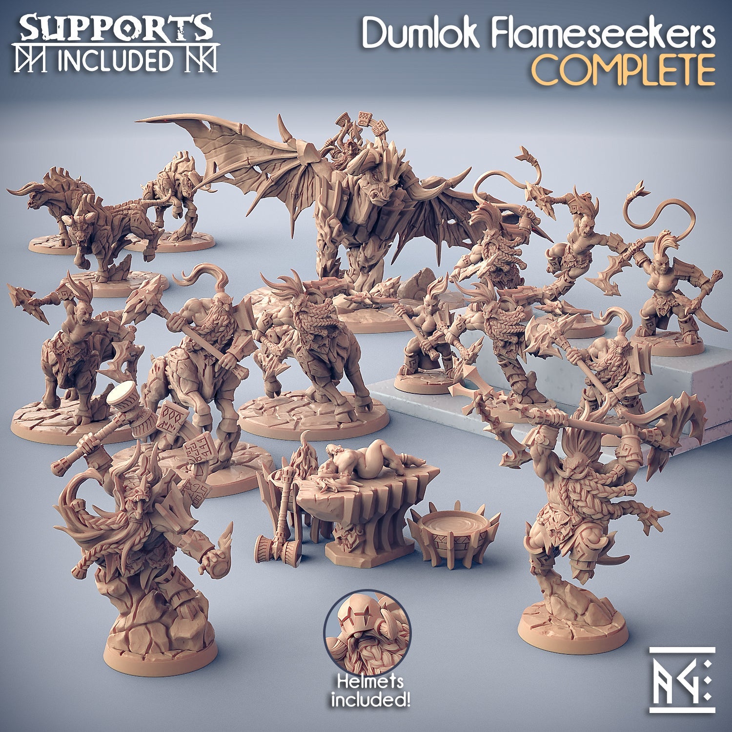 3D Printed Artisan Guild Aldeberan Firebrand Dumlok Flameseekers 28mm 32mm