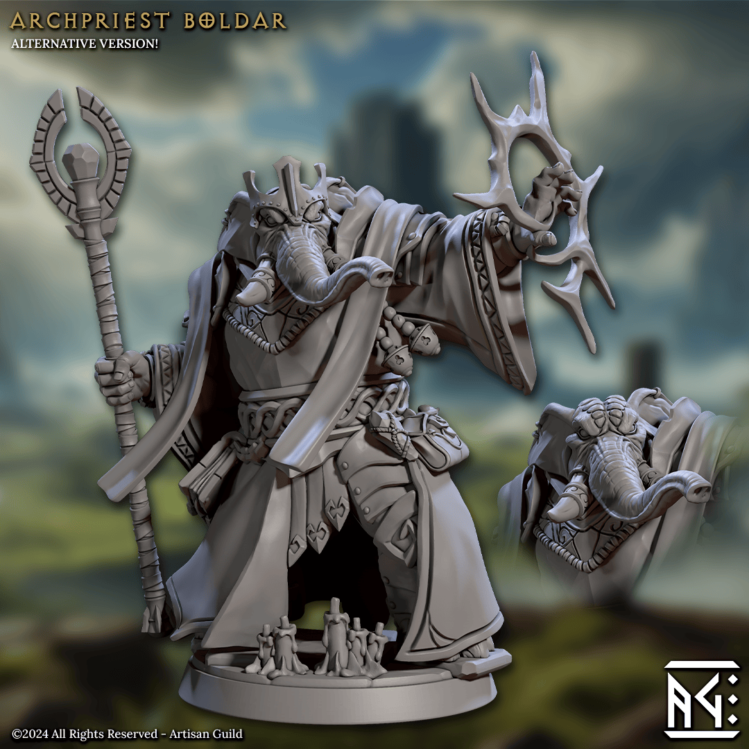 3D Printed Artisan Guild Archpriest Boldar Elephorim Ivory Sentinels 28mm 32mm