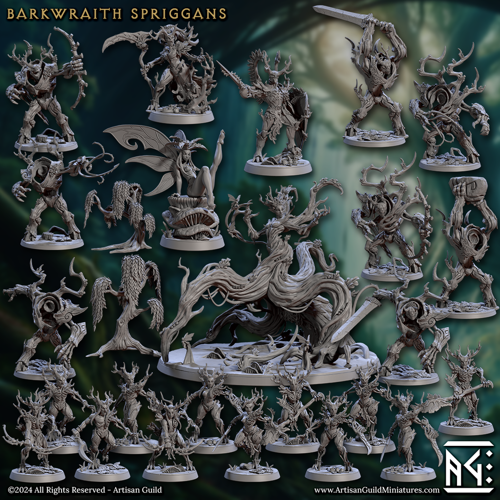 3D Printed Artisan Guild Mandragora Fairy Pinup Barkwraith Spriggans Set 28mm 32mm