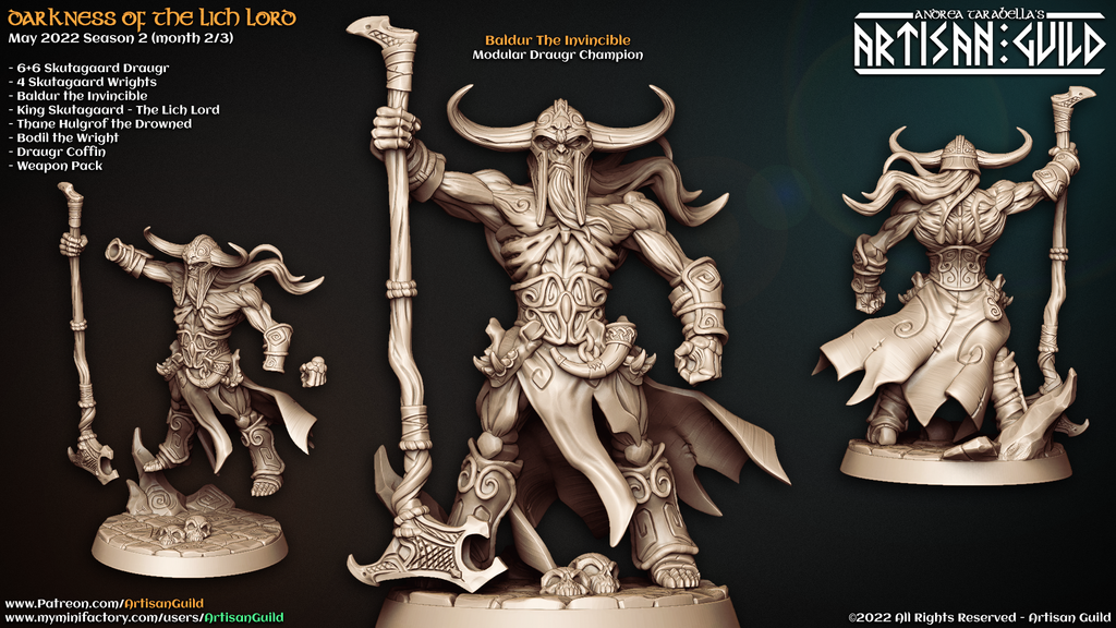 3D Printed Artisan Guild Baldur the Invincible Darkness of the Lich Lord 28mm 32mm