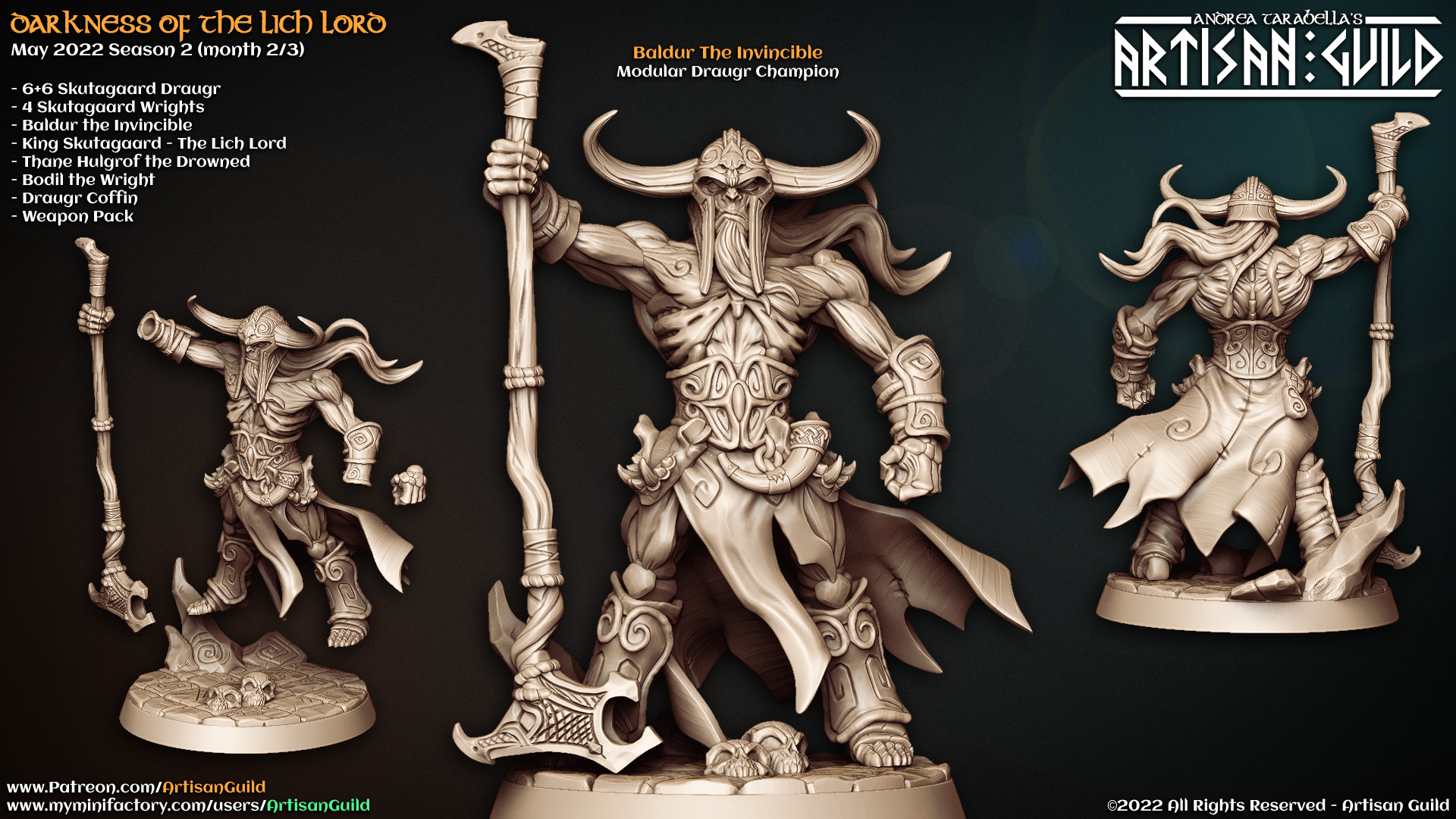 3D Printed Artisan Guild Baldur the Invincible Darkness of the Lich Lord 28mm 32mm