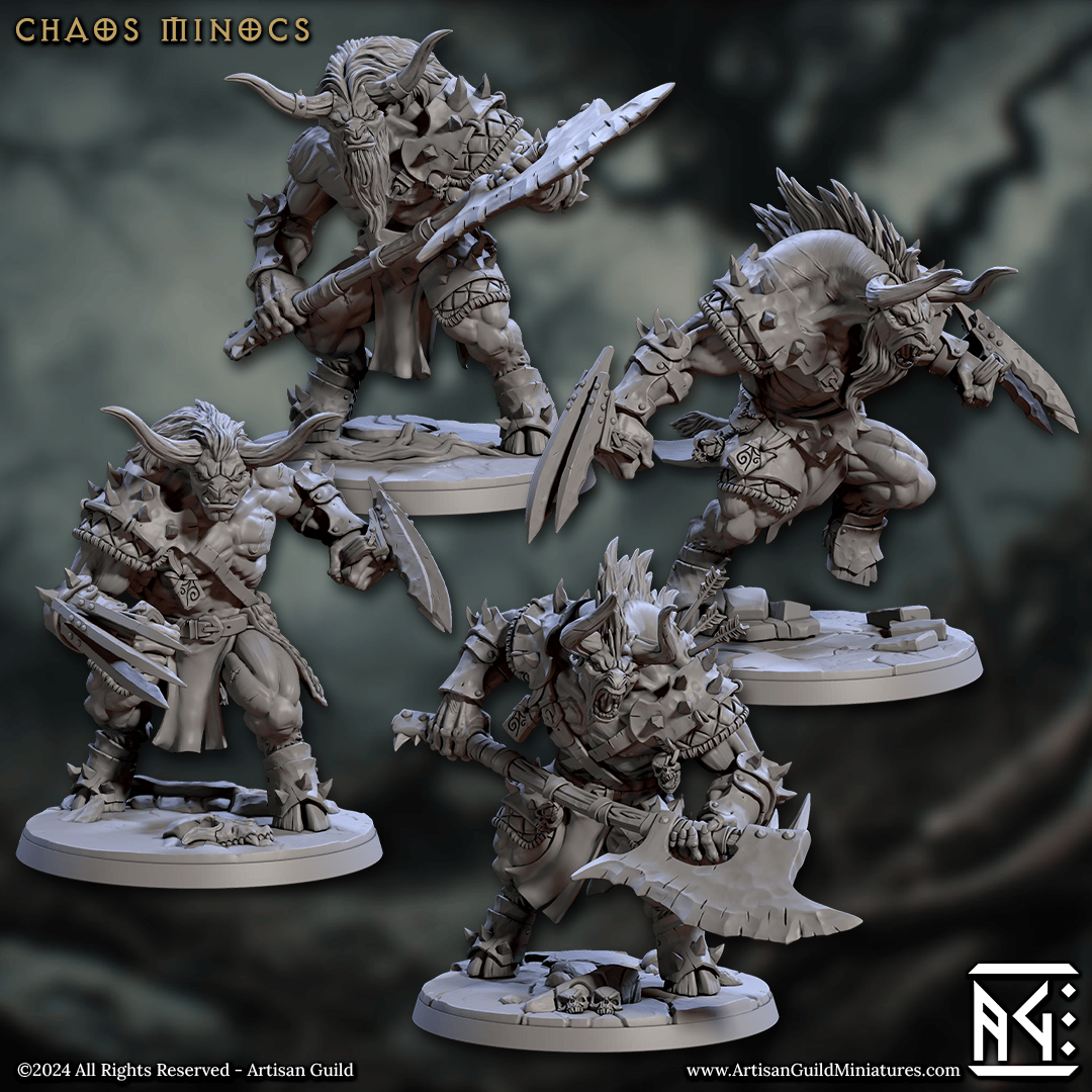 3D Printed Artisan Guild Chaos Minoc Set Rise of the Beastmen Set 28mm 32mm