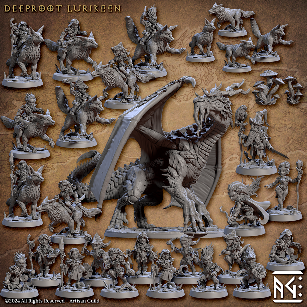 3D Printed Artisan Guild Deeproot Lurikeens Deeproot Lurikeen Set 28mm 32mm