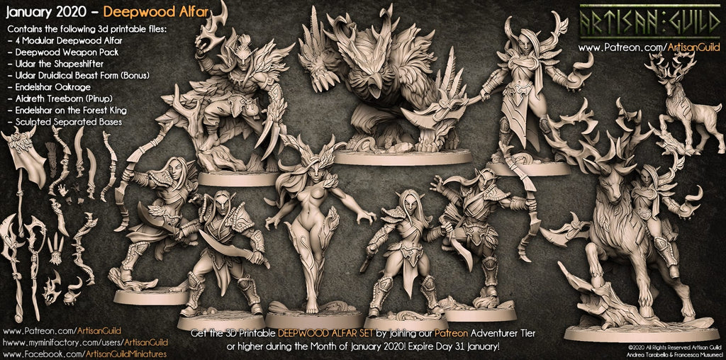 3D Printed Artisan Guild Deepwood Alfar Deepwood Alfar Set 28mm 32mm