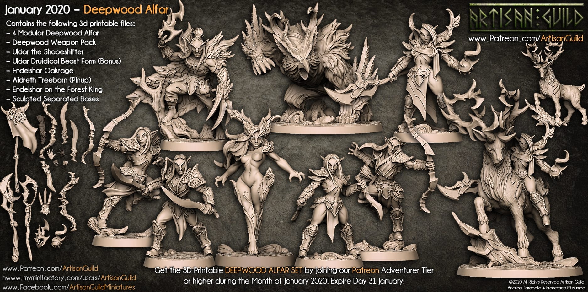 3D Printed Artisan Guild Deepwood Alfar Deepwood Alfar Set 28mm 32mm