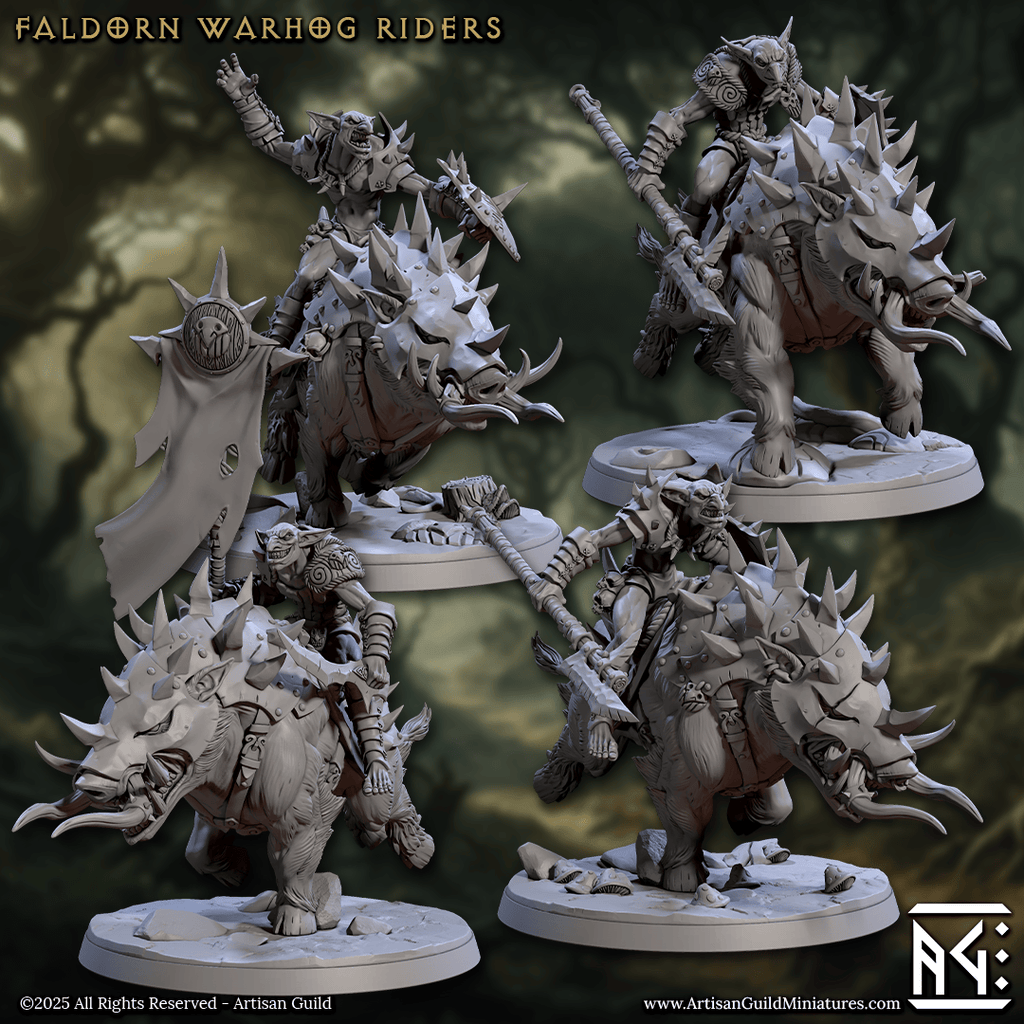 3D Printed Artisan Guild Faldorn Warhogs Riders Set Faldorn Hobgoblin Set 28mm 32mm