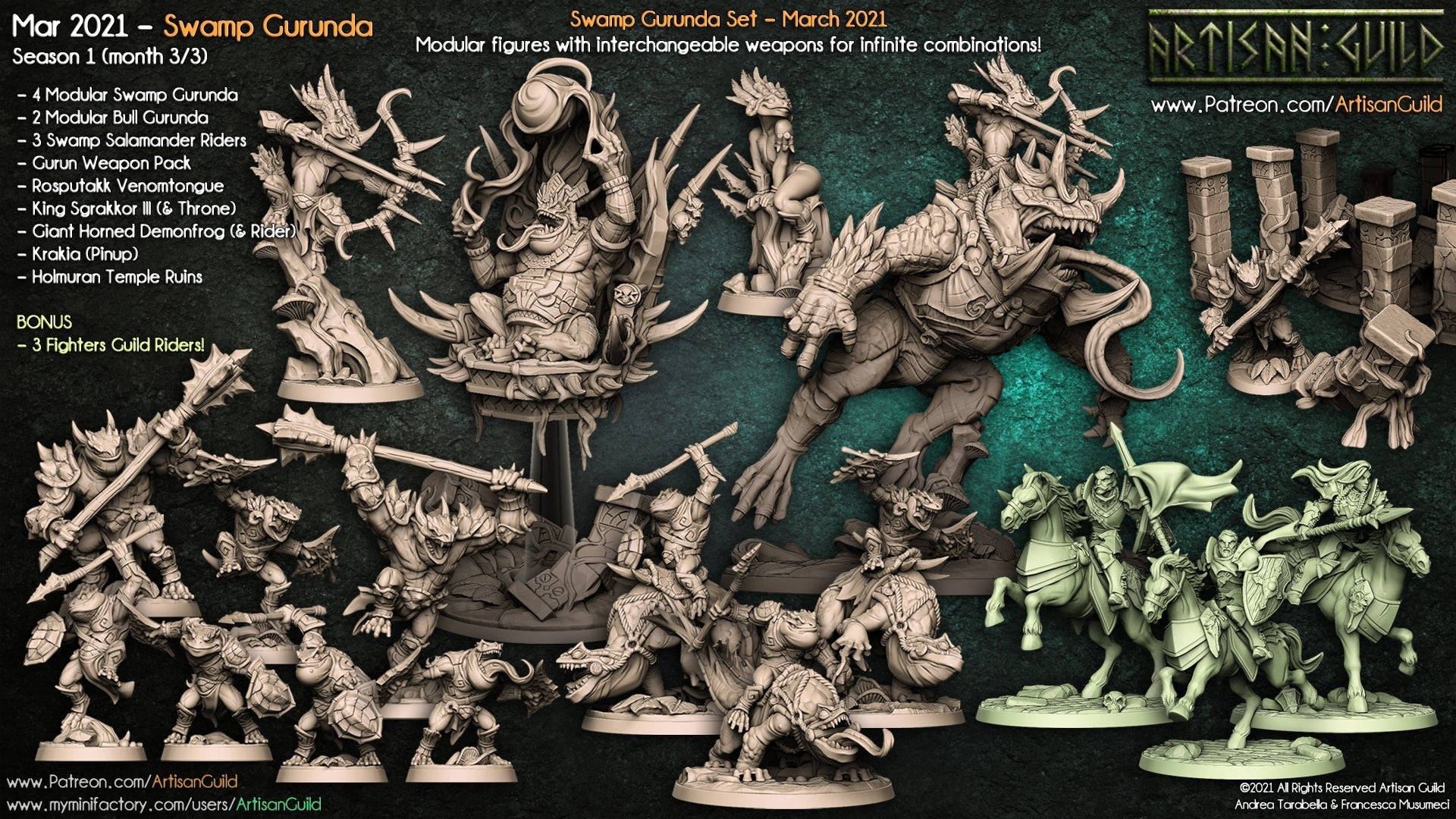 3D Printed Artisan Guild Swamp Gurunda Weapons Swamp Gurunda 28mm 32mm